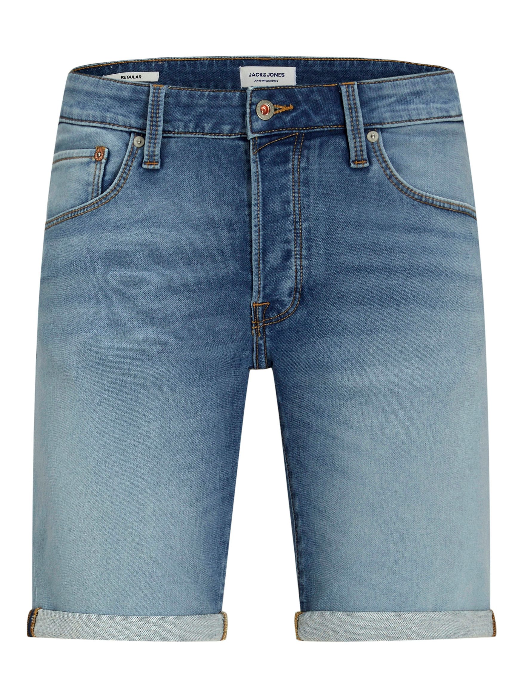 Jack & Jones Shorts JJIRICK mit Aufschlag und Knopfverschluss für den Sommer unifarben, regular fit, Web, Five-Pocket-Stil, elastisch