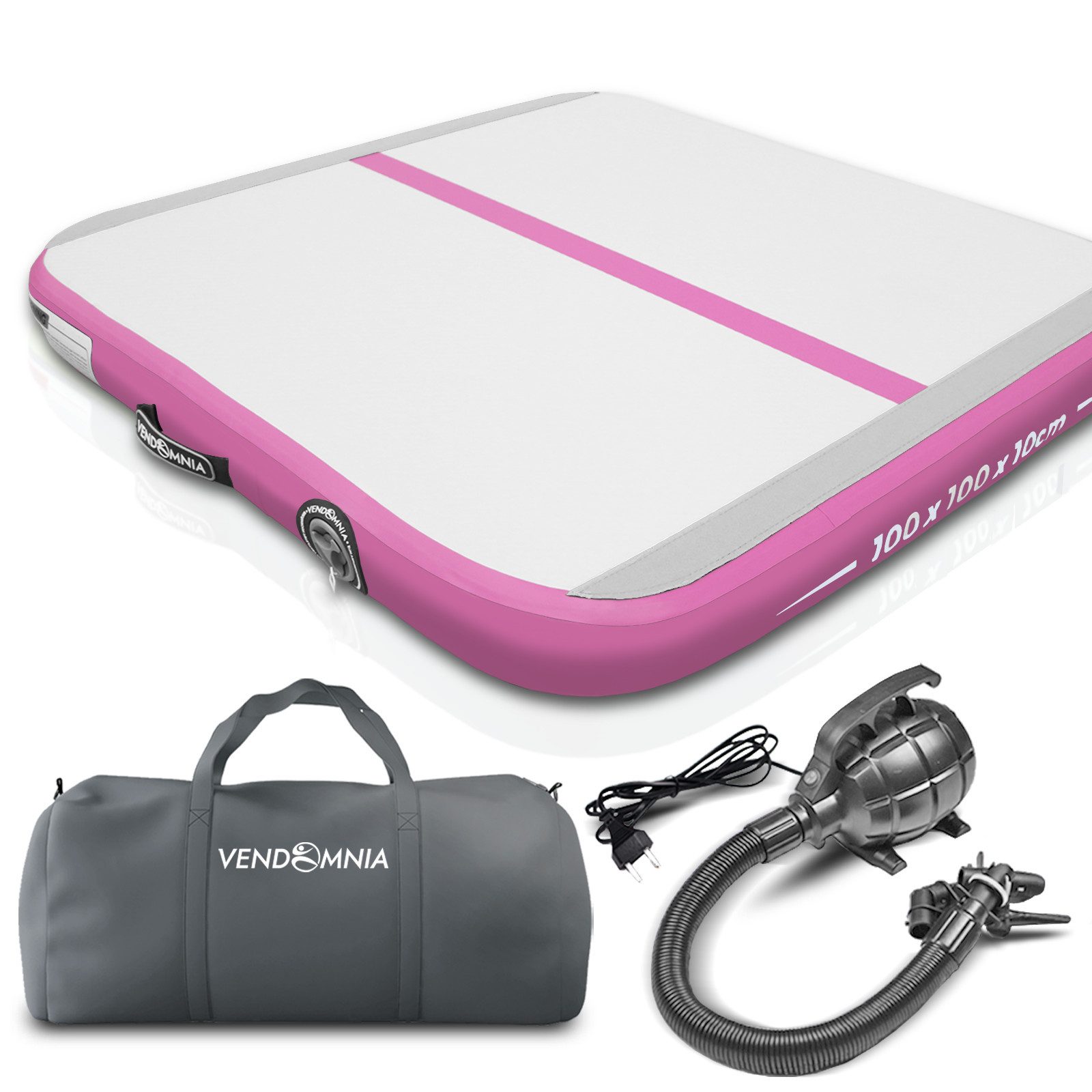 VENDOMNIA Turnmatte AIR Tracking TRACK Matte (aufblasbar, Tumbling Matte 10 cm - 20 cm hoch, mit elektrischer Pumpe, Farbwahl, Größe: 1 2 3 4 m Tumblingmatte, Gymnastikmatte, Turnmatte, Trainingsmatte, Fitnessmatte), inkl. Reparatursatz