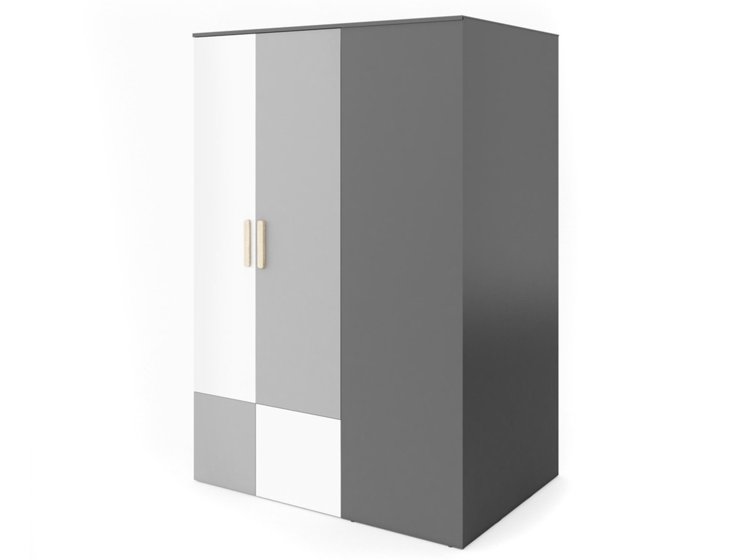 Beautysofa Eckschrank Pok, 2 Kleiderstangen, LED, Garderobeschrank, Corner Schrank (2 Kleiderstangen, LED-Beleuchtung, Einlegeböden, Garderobeschrank mit Spiegel im Inneren, Jugendzimmerschrank, links oder rechts) Corner Schrank mit Drehtüren