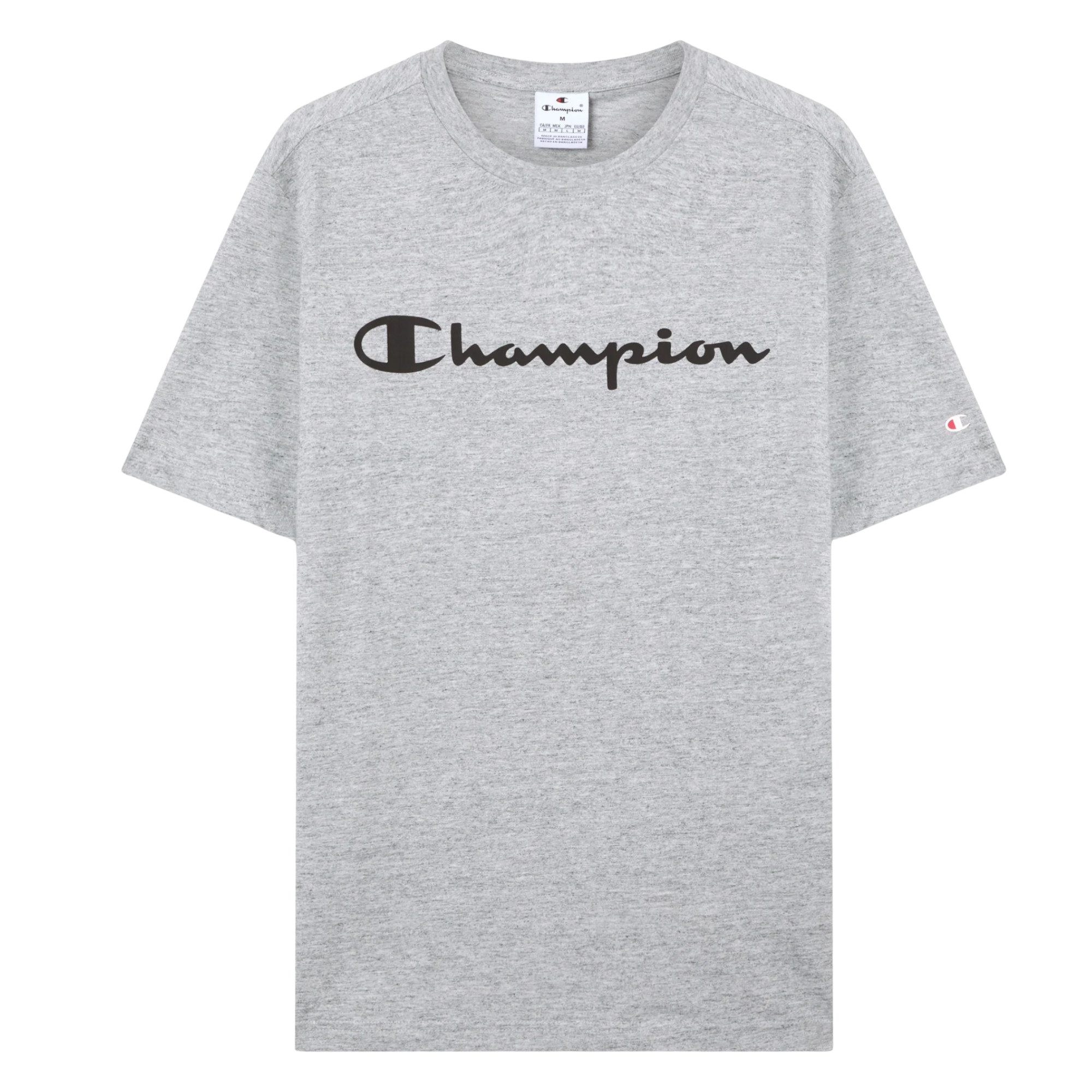 Champion Kurzarmshirt T-Shirt für Herren mit Script-Logo Hellgrau