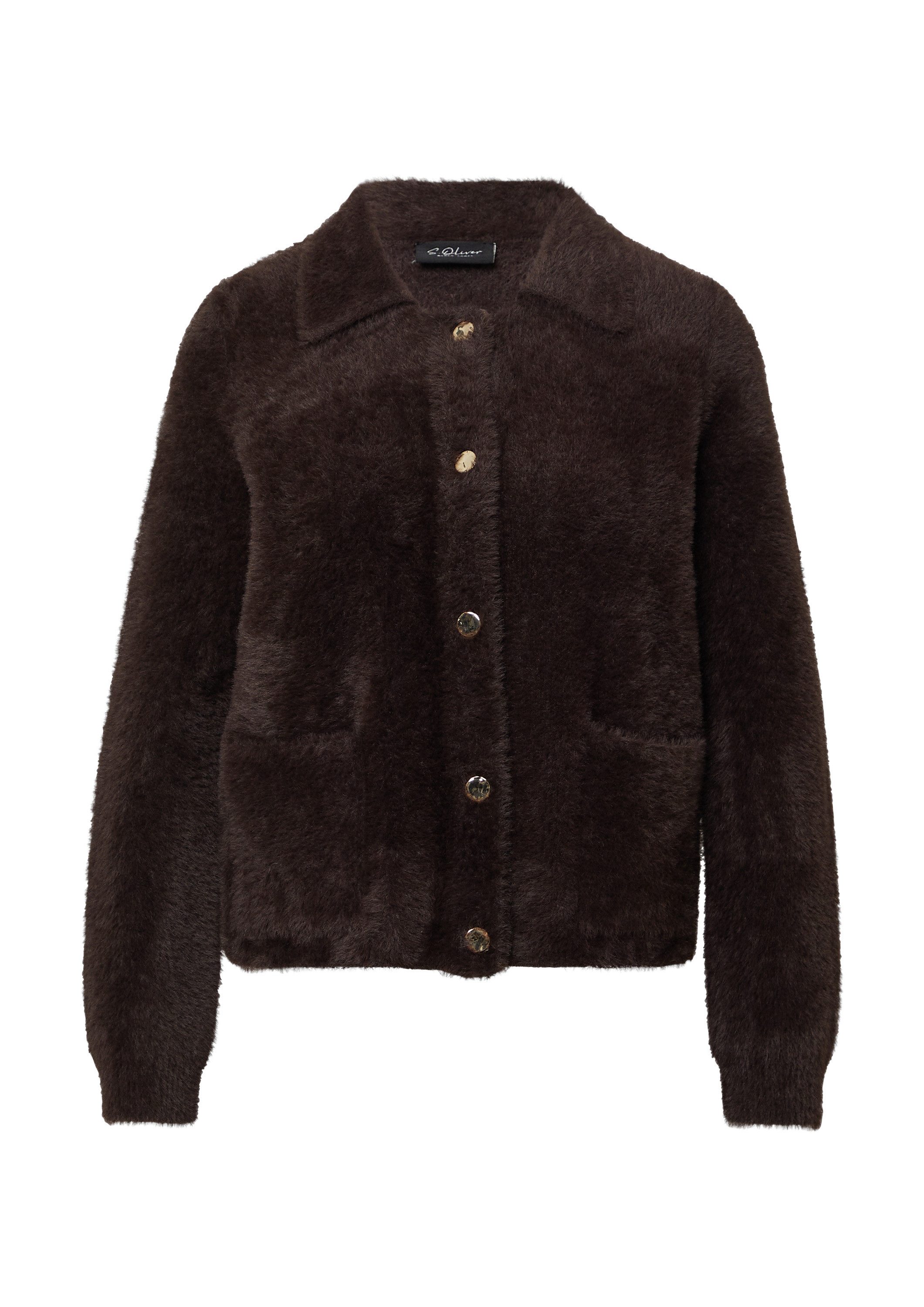 s.Oliver Cardigan Strickjacke Fake-Fur-Jacke mit goldfarbenen Knöpfen und a günstig online kaufen