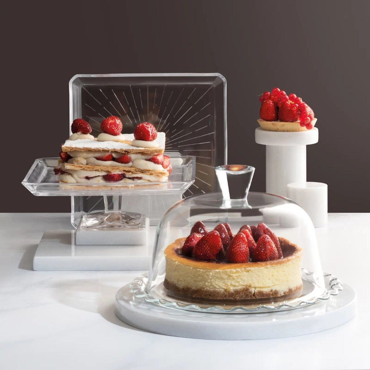Pasabahce Servierplatte Petite Patisserie Servierplatte mit Glasglocke - 26 x 16 cm, Glas, (1-tlg)