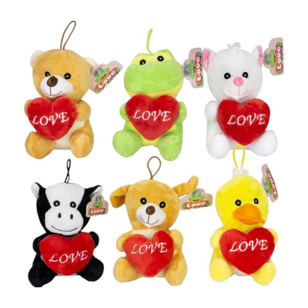 Dinotoys Kuscheltier Plüschtiere mit Herz „LOVE“ – Kuscheltiere – 14 cm – 6 verschiedene Mo