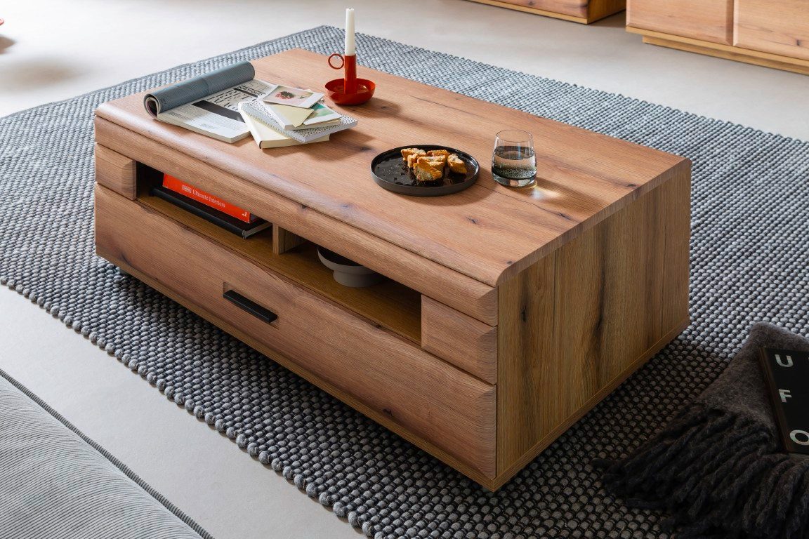 MCA furniture Couchtisch Couchtisch Naxos, auf Rollen, 115x68, Eiche Evoke (No-Set), Breite 115 cm,Tischplatte aus Massivholz