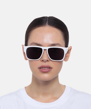 LE SPECS Sonnenbrille Damen und Herren - Transmission in Weiß rechteckig mit UV-Schutz
