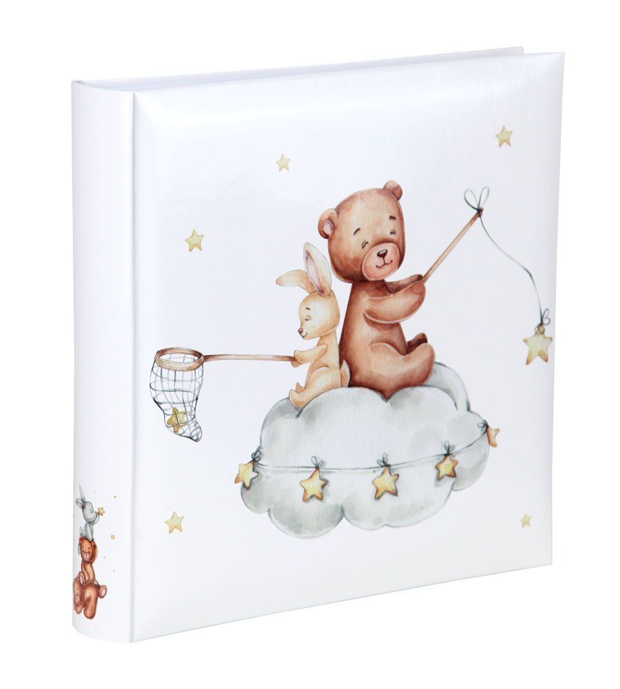 IDEAL TREND Fotoalbum Cat & Bears Fotoalbum 30x30 cm 100 weiße Seiten Baby Kinder Foto Album Bear & Hase