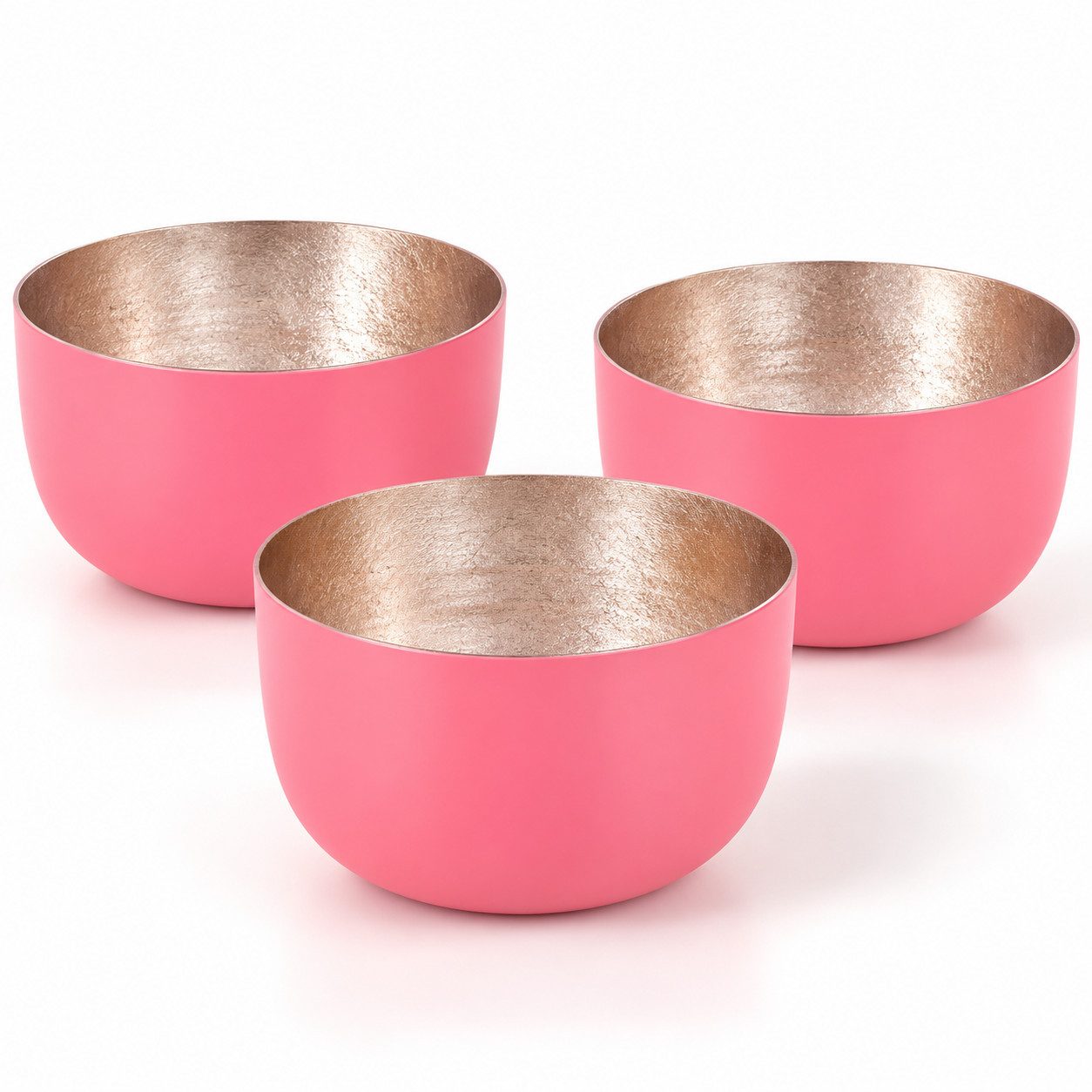 BOLTZE Teelichthalter 3er Set Teelichthalter Metall Koralle Pink Gold Windlichter Ø 8 cm, Metall