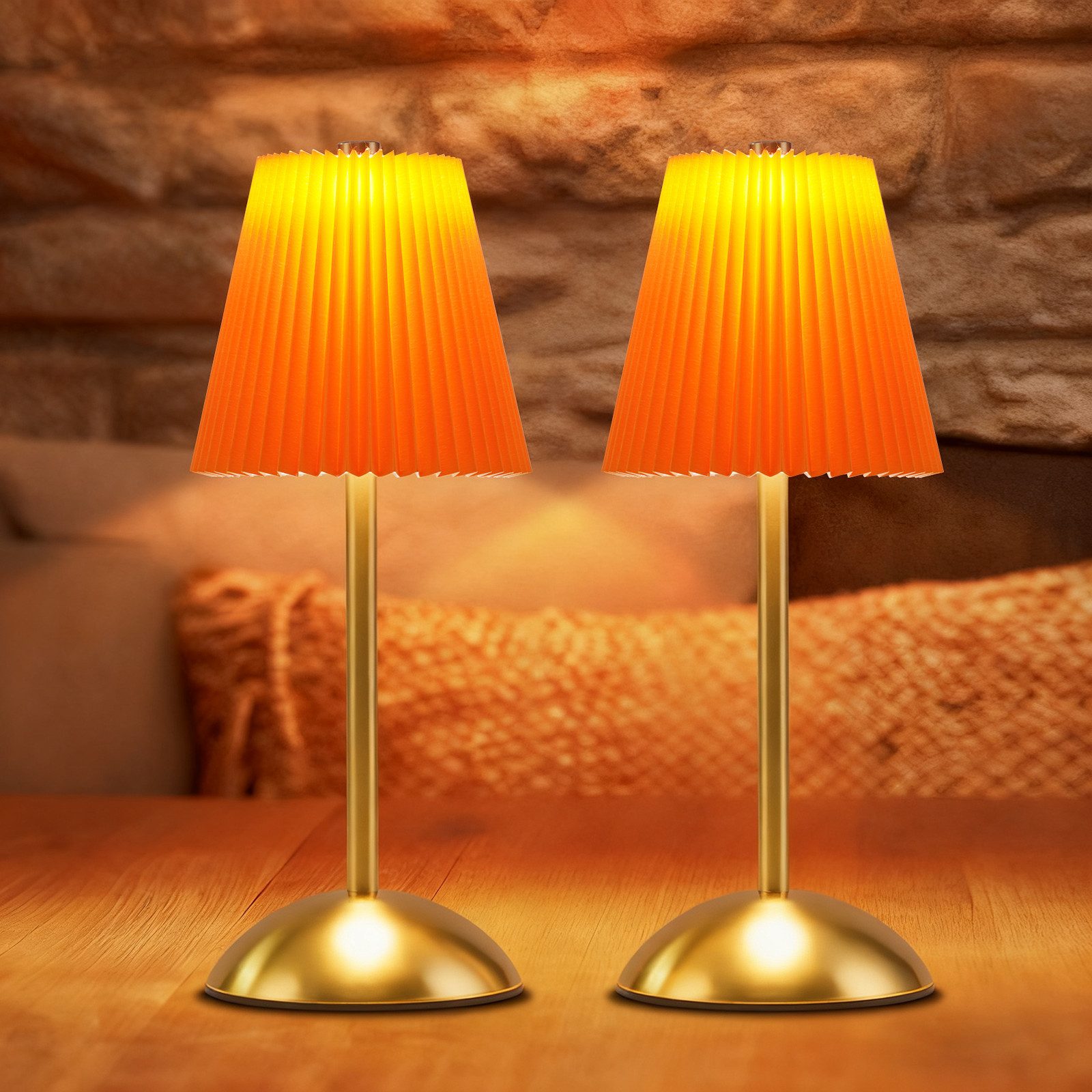 ZMH LED Tischleuchte 2er Set Akku Touch Nachttischlampe - Dimmbar 3 Farbtemperature mit USB, 3000-6500K