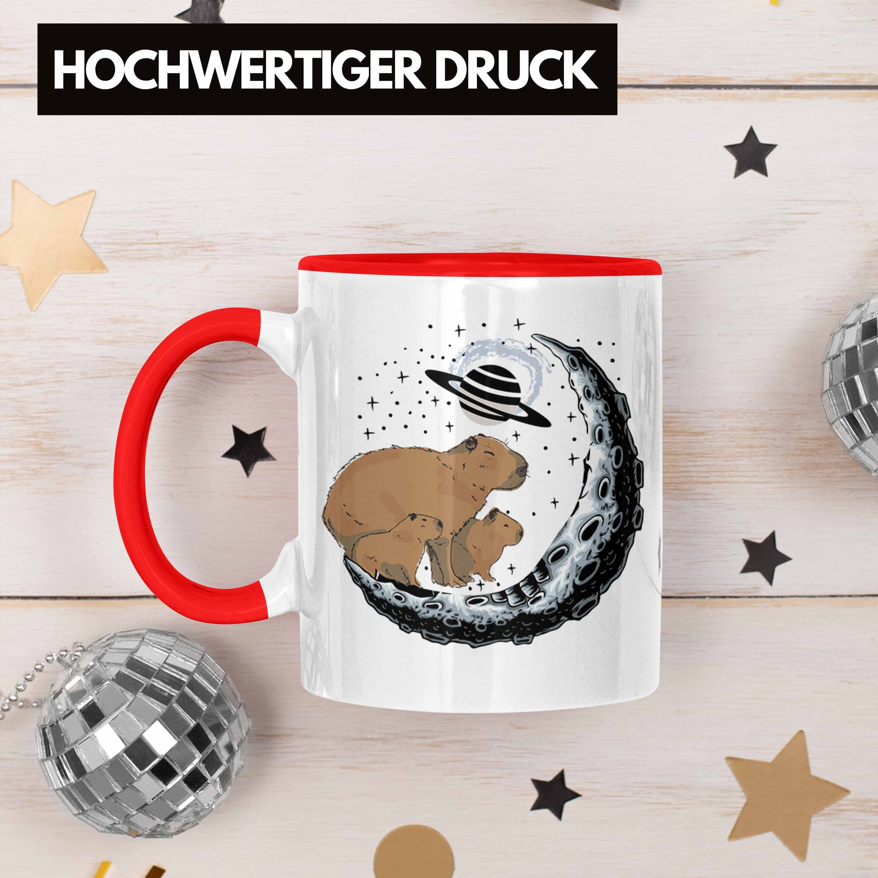 Tasse für Capybara Capybara Geschenk Trendation Rot Capybara Tasse Kaffeetasse Tier Galaxie