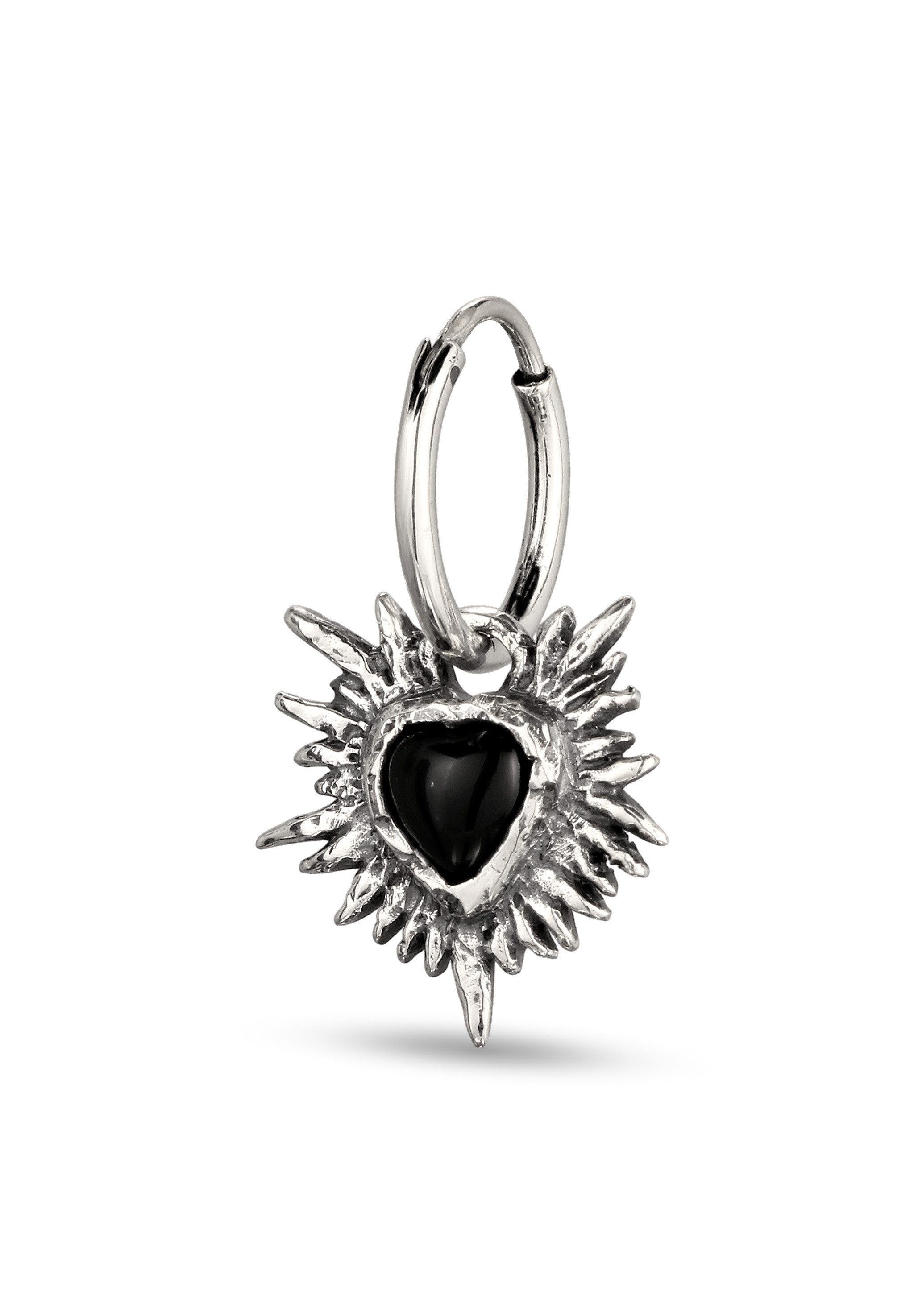 HAZE & GLORY Paar Creolen Creole Herz Onyx Schwarz 925 Sterling Silber