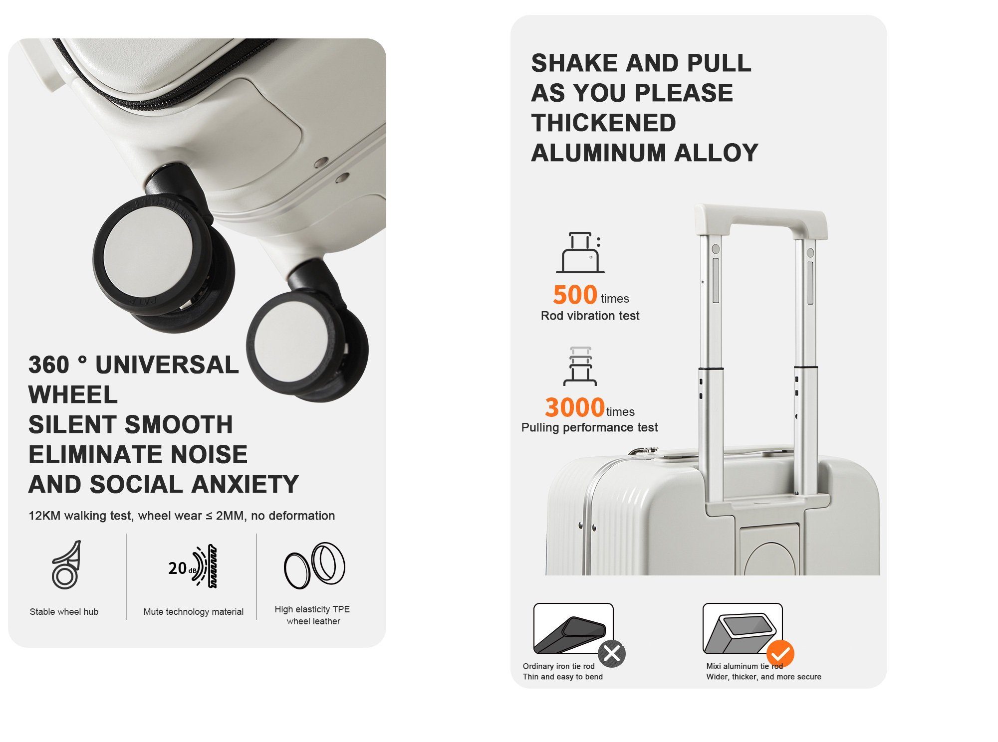 Hanke Hartschalen-Trolley Handgepäckkoffer USB, Getränkehalter, TSA, Polycarbonat, weiss