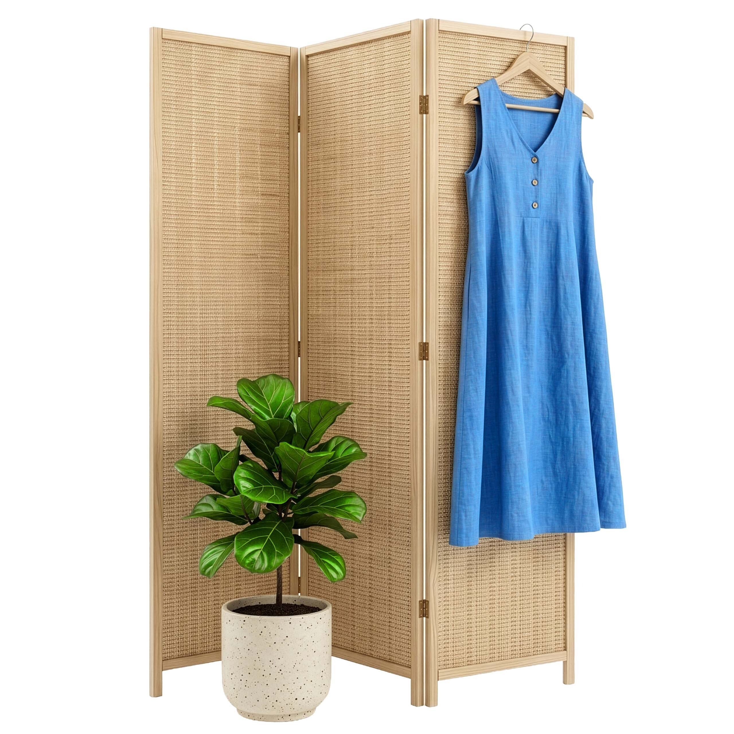 relaxdays Paravent Bambus Paravent, natur, 3-teilig
