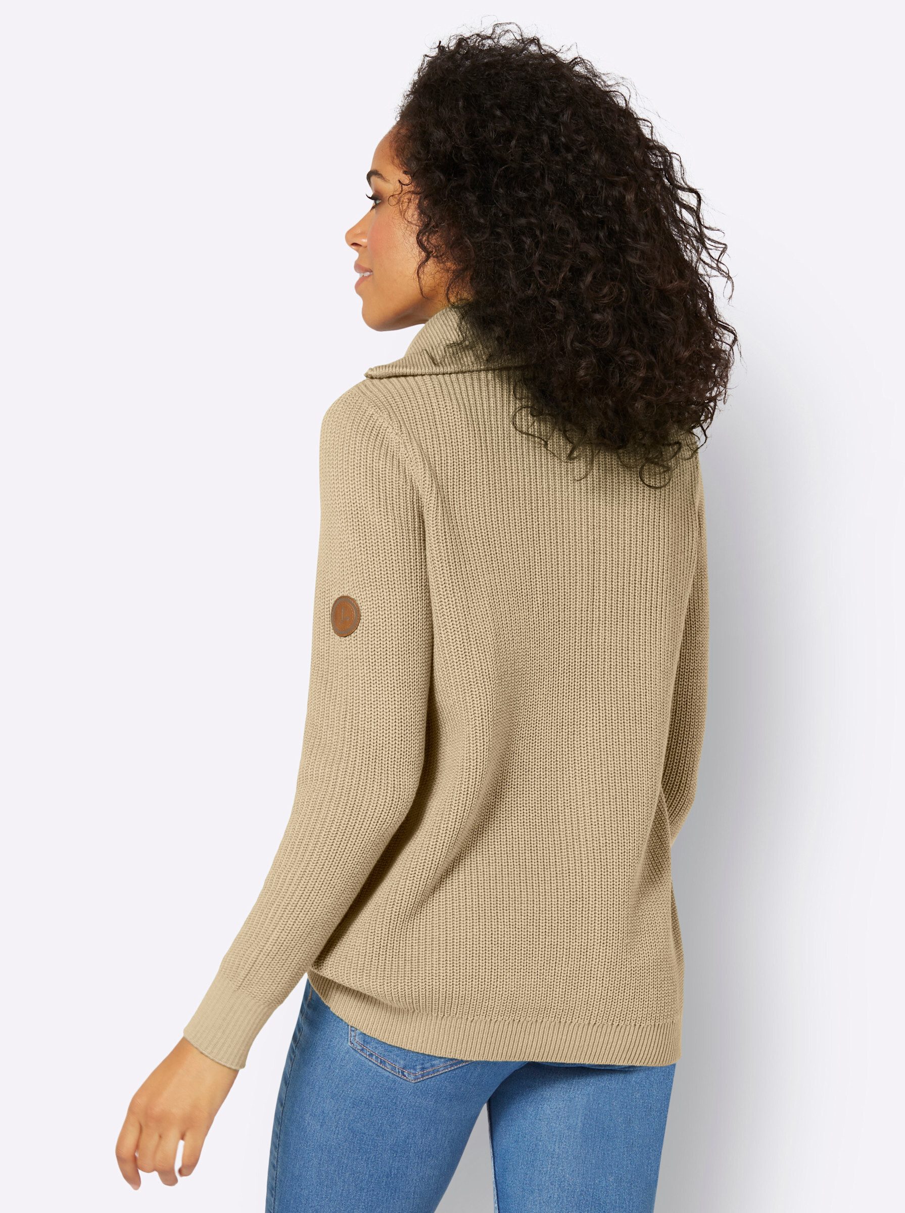 Witt Strickpullover Troyer-Pullover Langarm Rippoptik