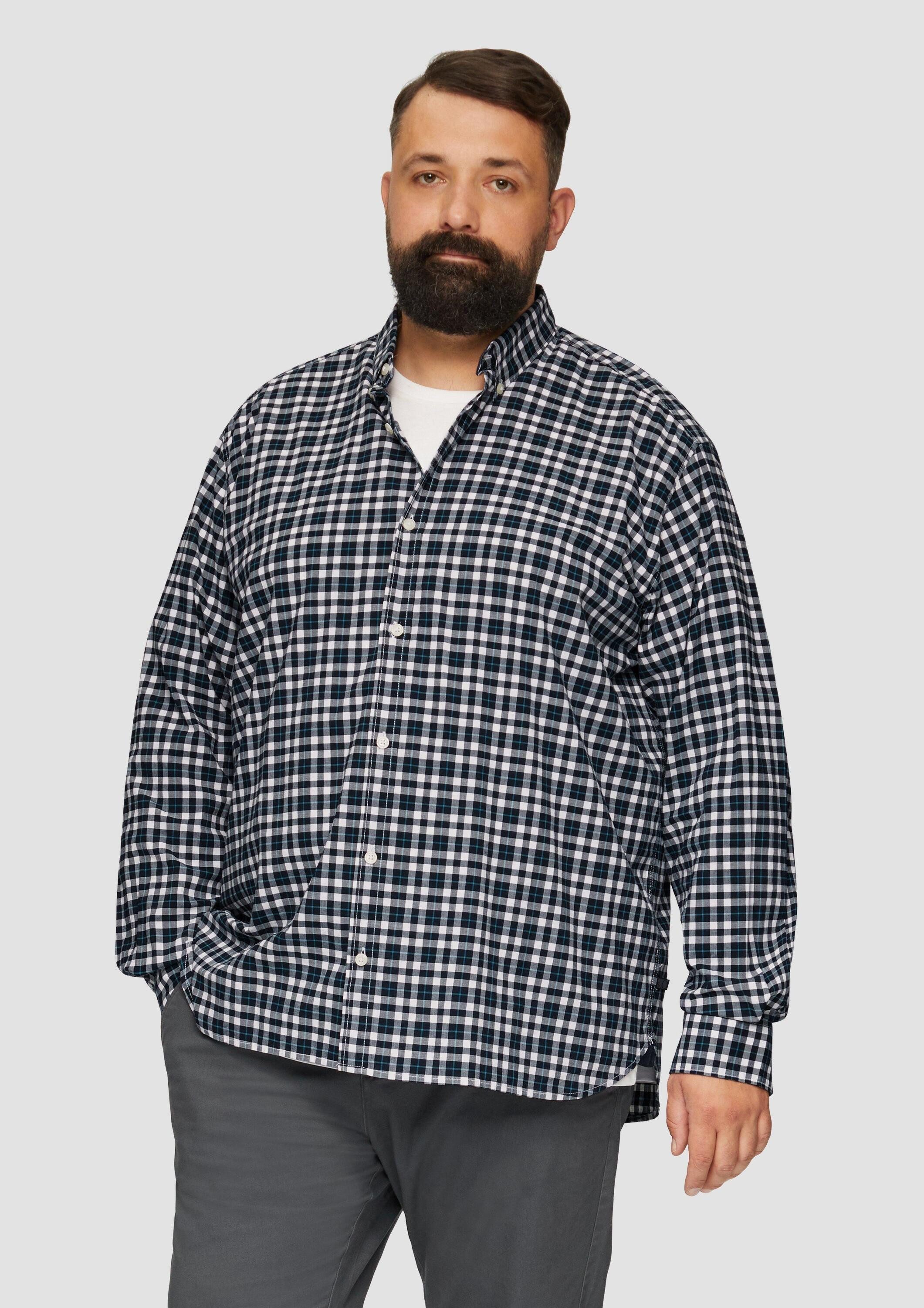 s.Oliver Langarmhemd Hemd Kariertes Hemd aus Baumwollstretch