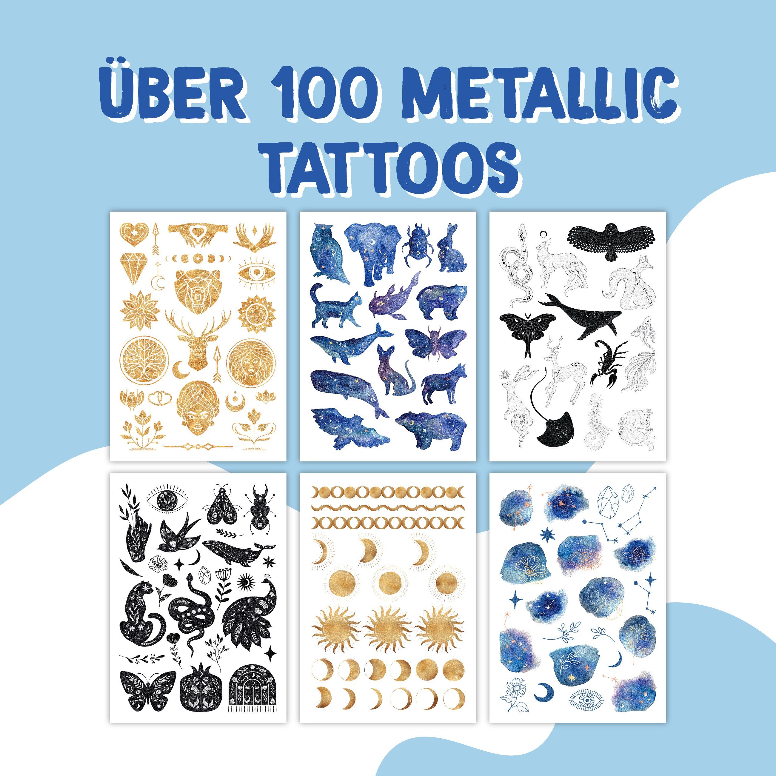 PAPIERDRACHEN Kindertattoo Papierdrachen Hautfreundliche Metallic-Tattoos, Die Tattoos sind vegan und in Deutschland hergestellt und geprüft