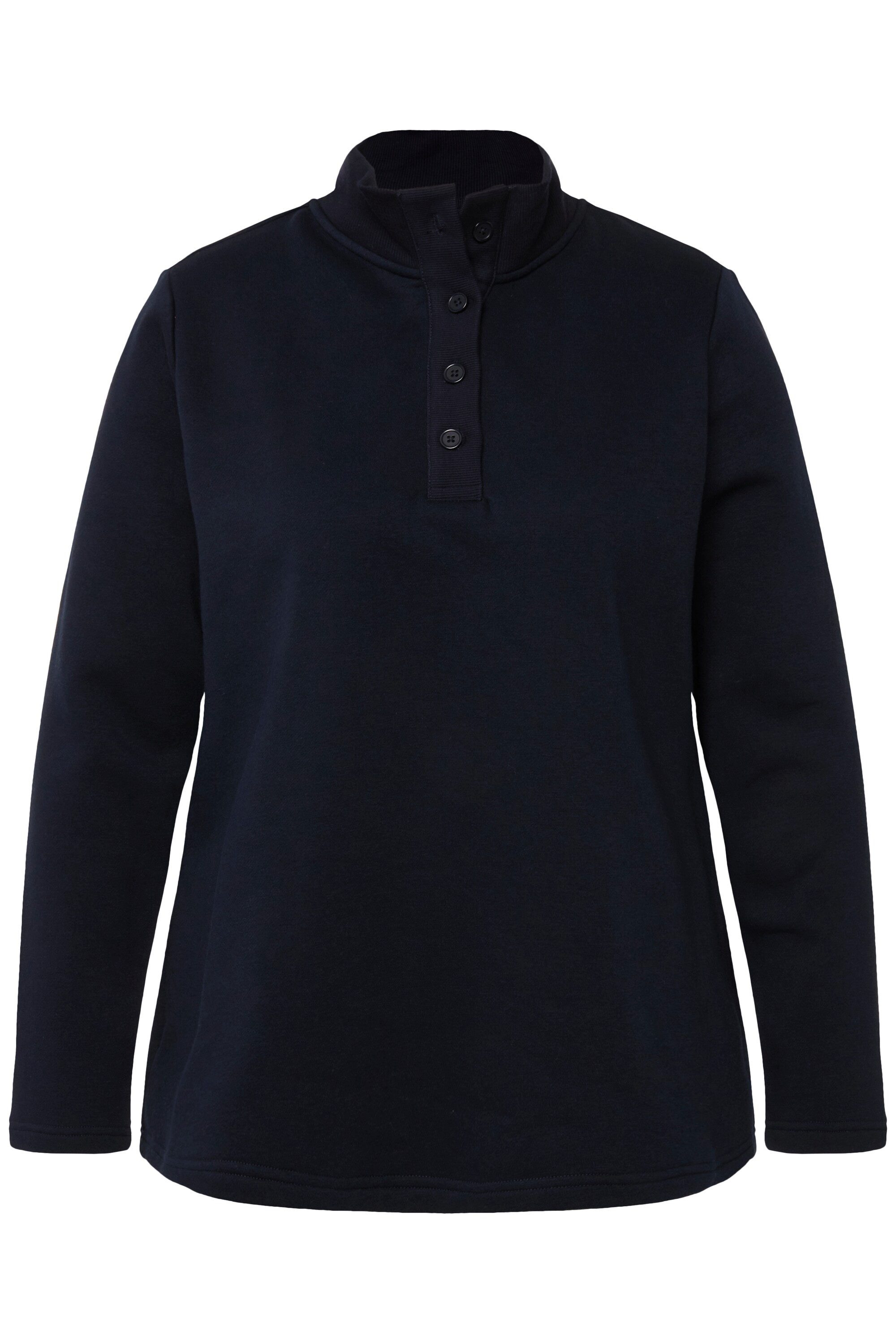 Ulla Popken Sweatshirt Sweatshirt Strick-Stehkragen Knöpfe günstig online kaufen