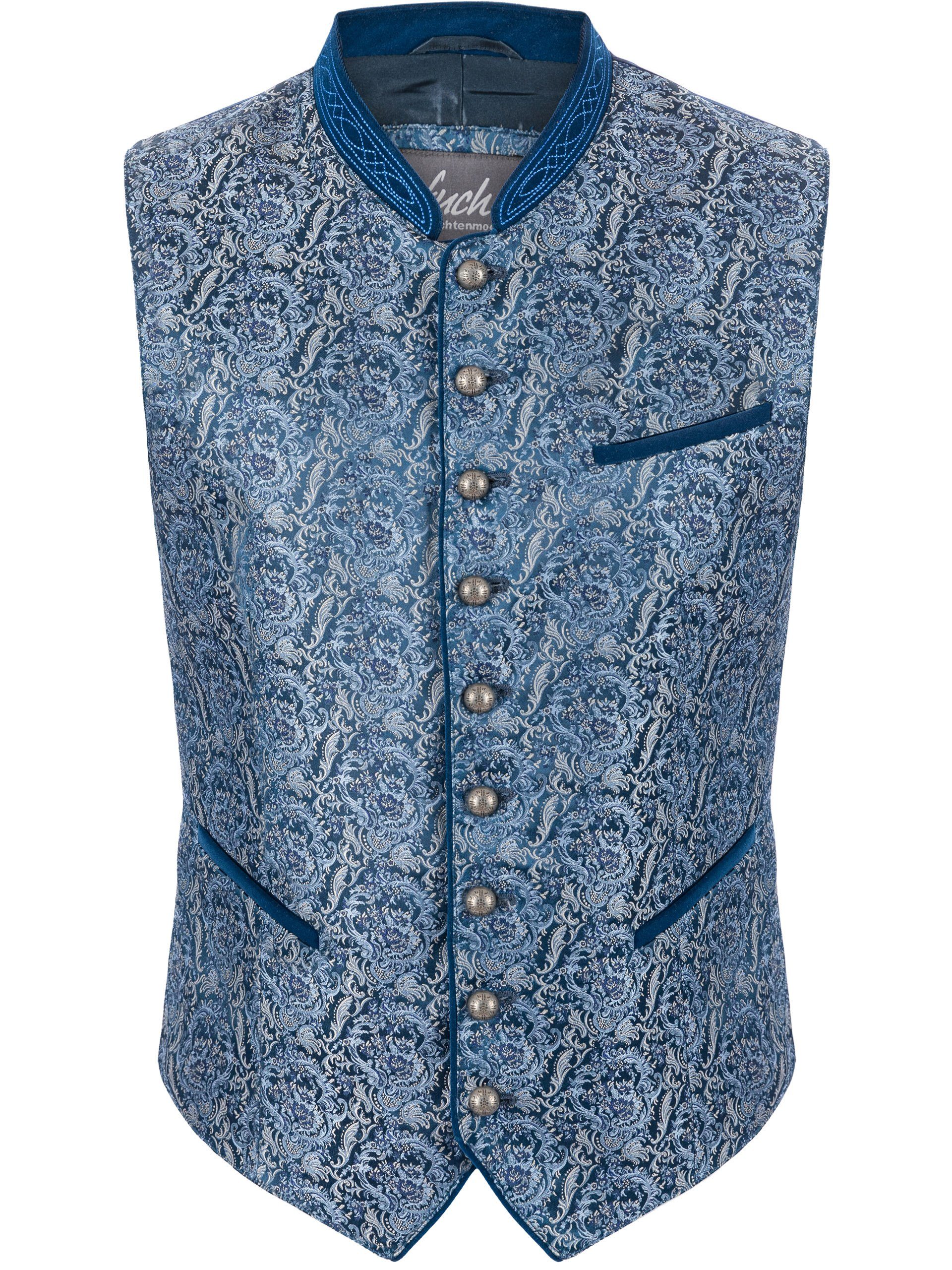 FUCHS Trachtenweste Trachtenweste Rupert royalblau (1-tlg) aus edlem Jacqua günstig online kaufen