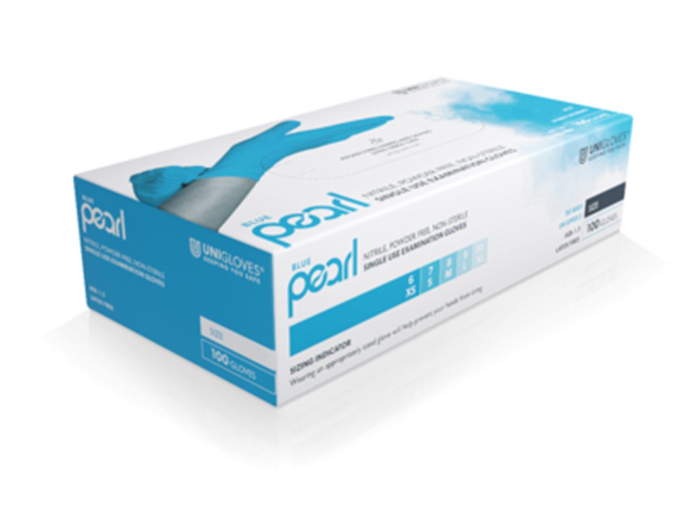 Unigloves® Nitril-Handschuhe Blue Pearl (Packung, 100-St) Gr. S (6-7)