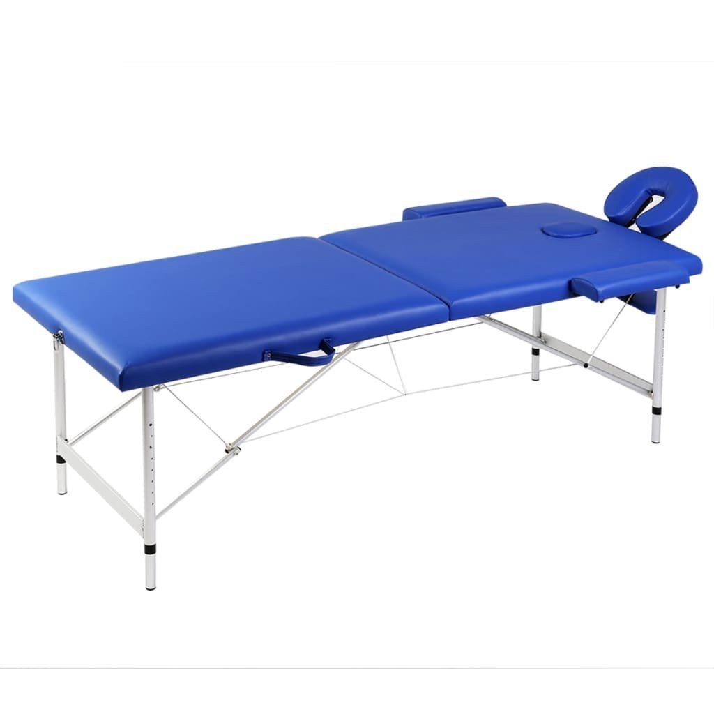 Massageliege Blau Aluminiumgestell 2-Zonen Klappbar mit vidaXL Massageliege