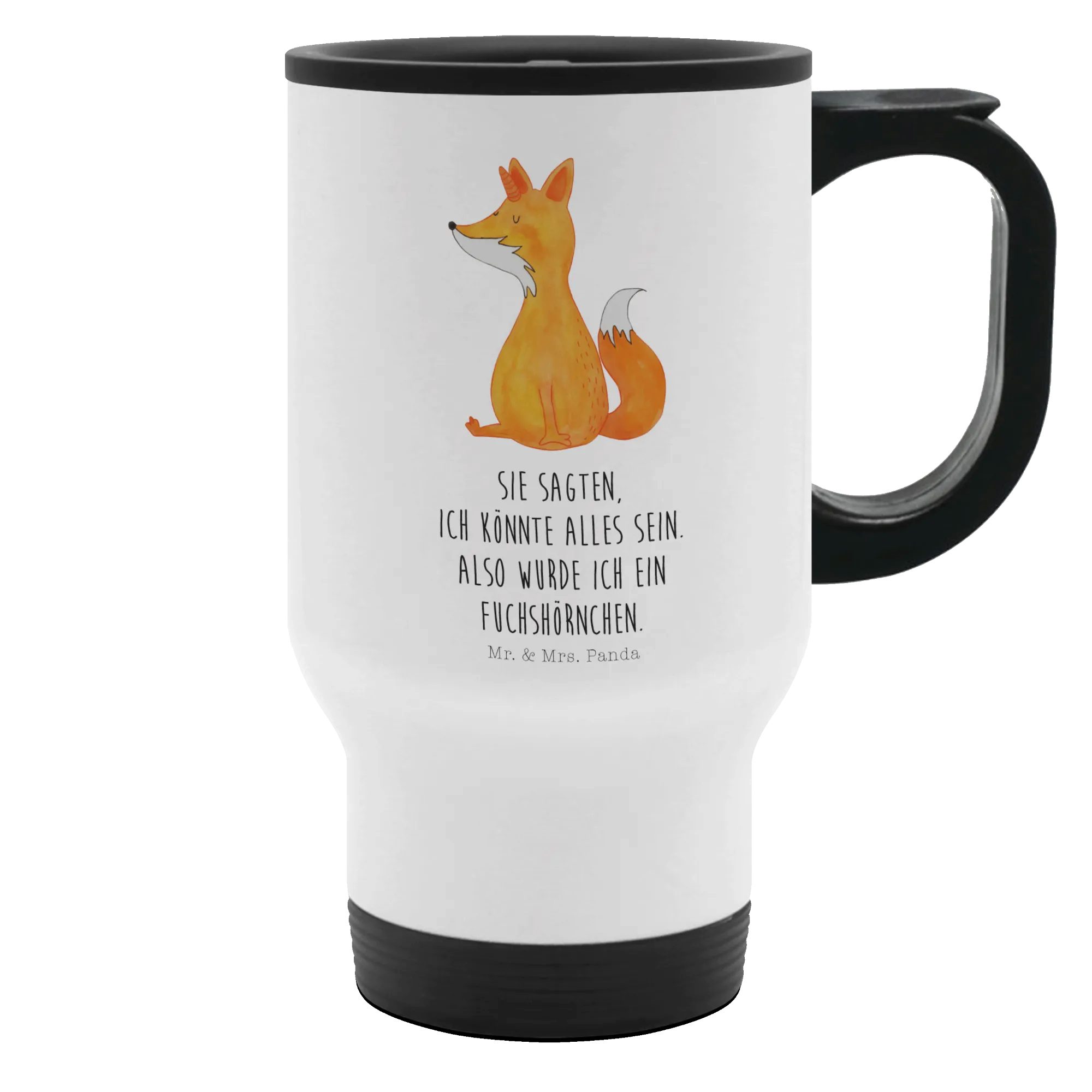 Mr. & Mrs. Panda Термокружка Einhorn Fuchs, Термокружка, Weiß, Unicorn, Füchse, Lustiger Thermobe, Edelstahl, Термокружка Mit Motiv Термокружка Modern Термокружка Elegant