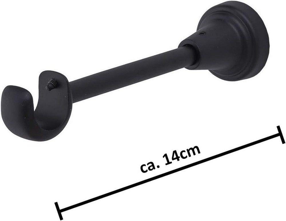 MDEKOR Gardinenstangenhalter für Gardinenstange 19 mm, Wandträger 1-läufig Schwarz Matt R Wandhalter