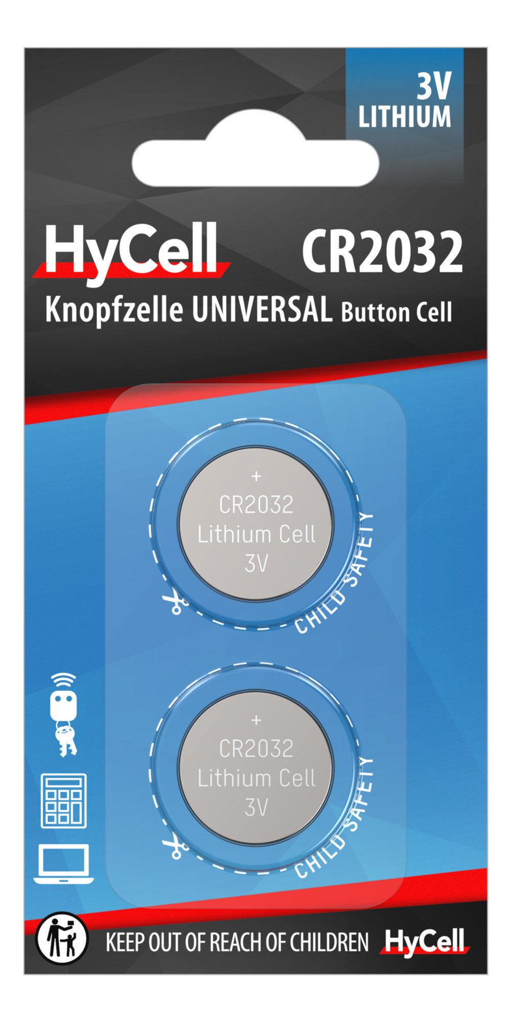HyCell HyCell Lithium Knopfzellen CR2032 Knopfzelle