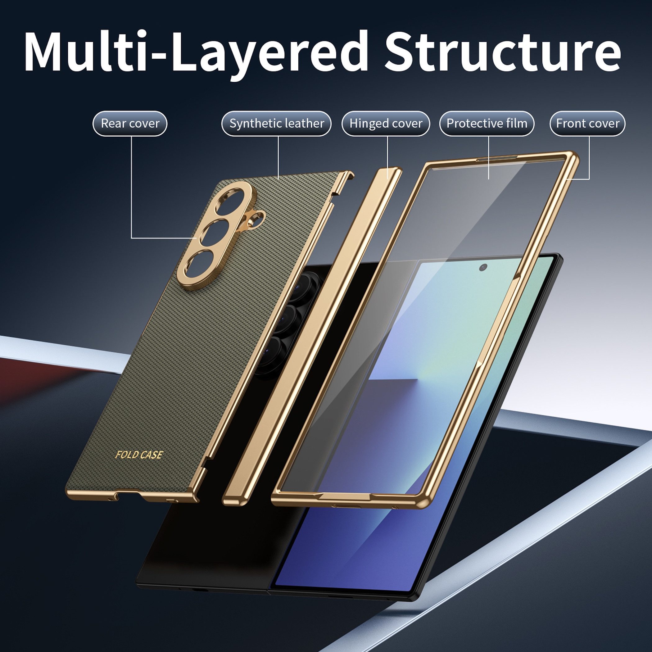 Wigento Handyhülle Klapphülle + H9 Display Glas Samsung Galaxy Z Fold8 Ultra 5G Grau 8,00 Zoll und 6,50 Zoll, Kamera Lisen Schutz – Bild 4 von 5