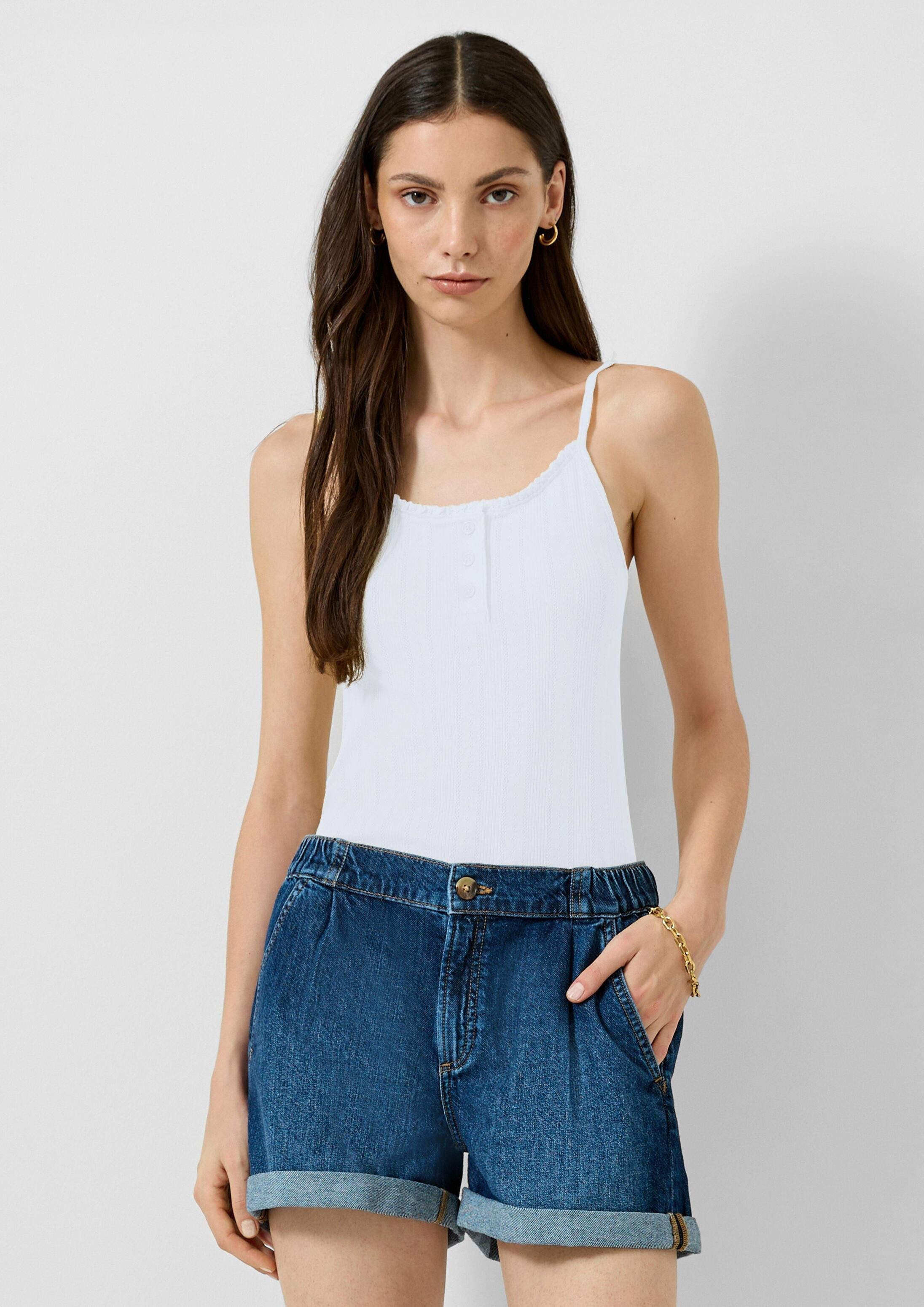 QS Muskelshirt T-Shirt Spaghettitop mit Ajourmuster