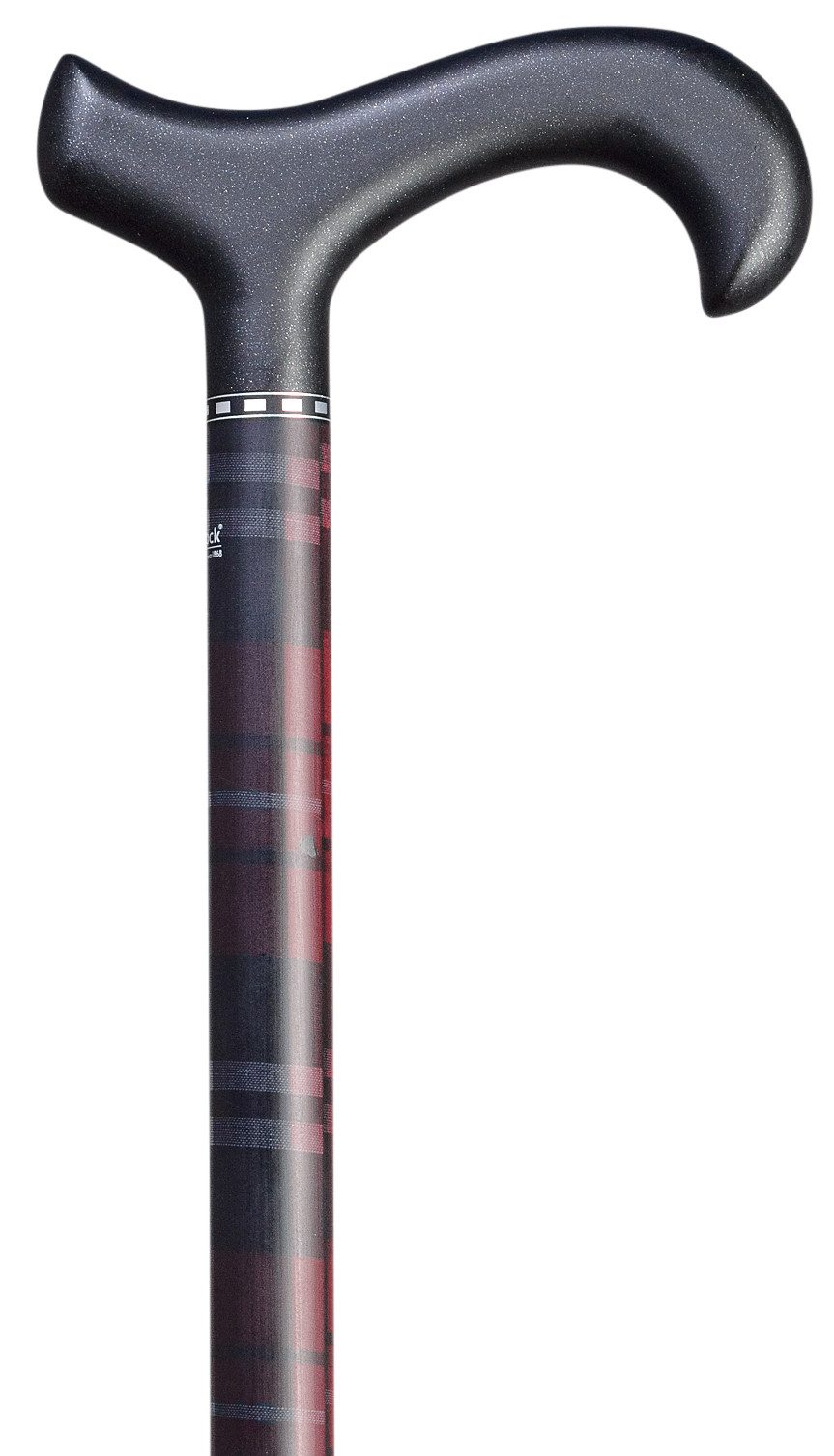 Gehstock Gehstock Carbon-Derby KARO ROT, bequemer Derbygriff aus Carbon, schwar