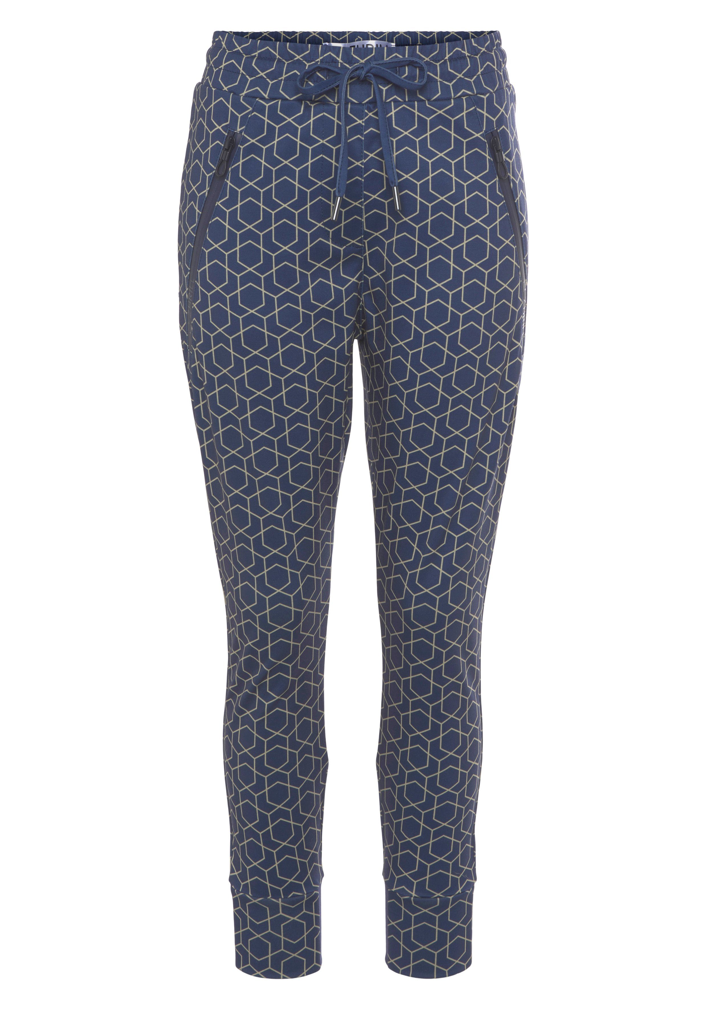 Zhrill Jogger Pants FABIANA mit Schritt lockerem blau-gemustert