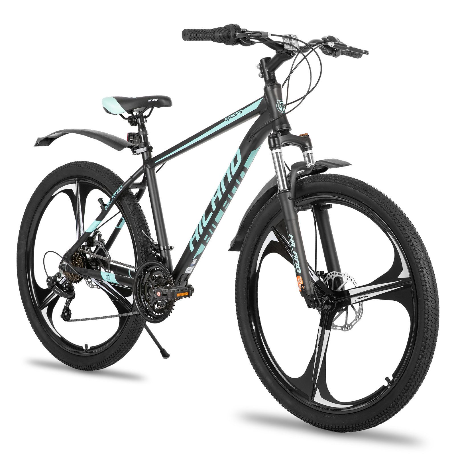 HILAND Mountainbike 26 Zoll Mountainbike MTB für Jugendliche Fahrrad Herren Damen Jungen, mit Aluminiumrahmen Scheibenbremse Federgabel 3 Speichenräder