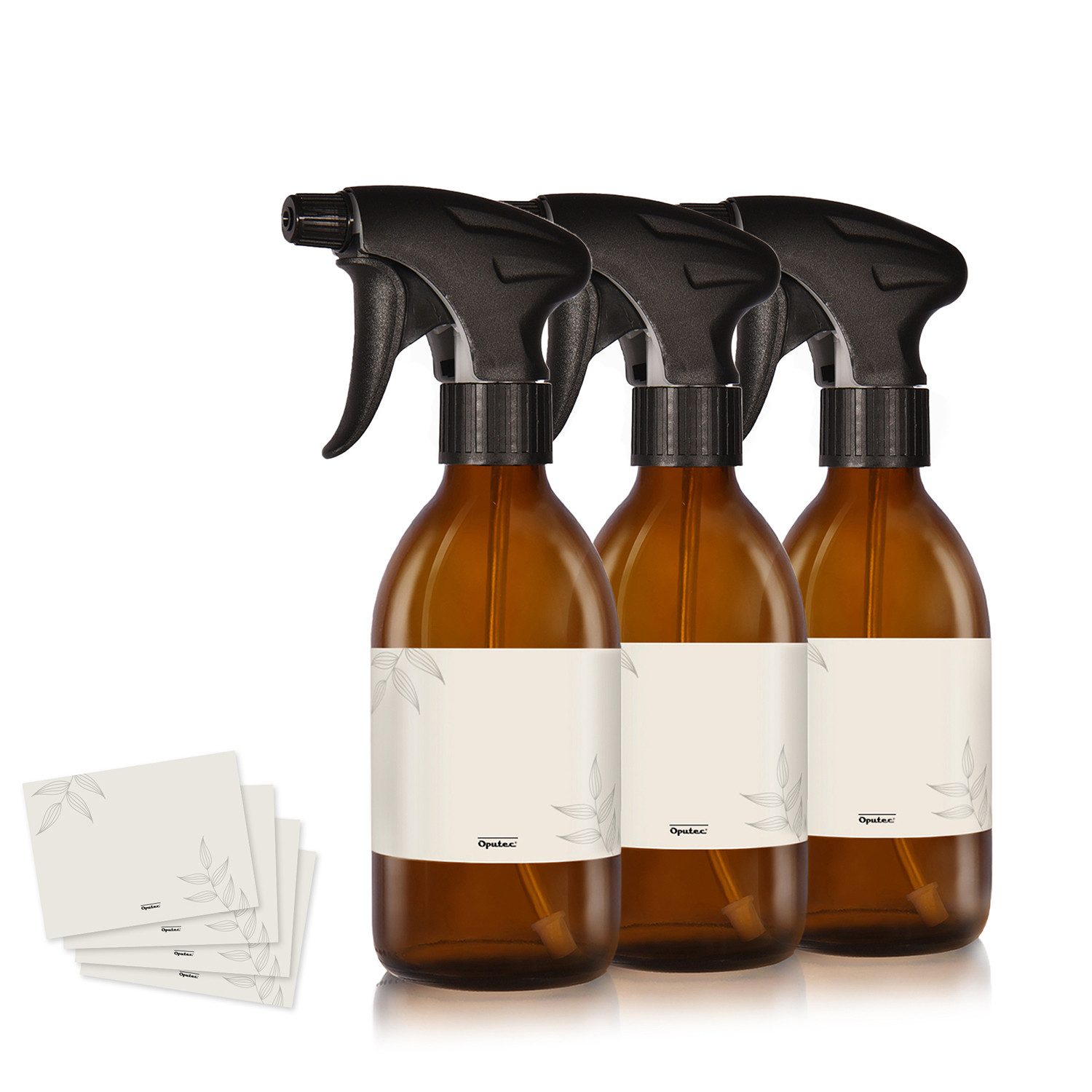 Sprühflasche 3 x 250ml Sprühflaschen aus Glas zum Befüllen für Pflanzen + Etiketten