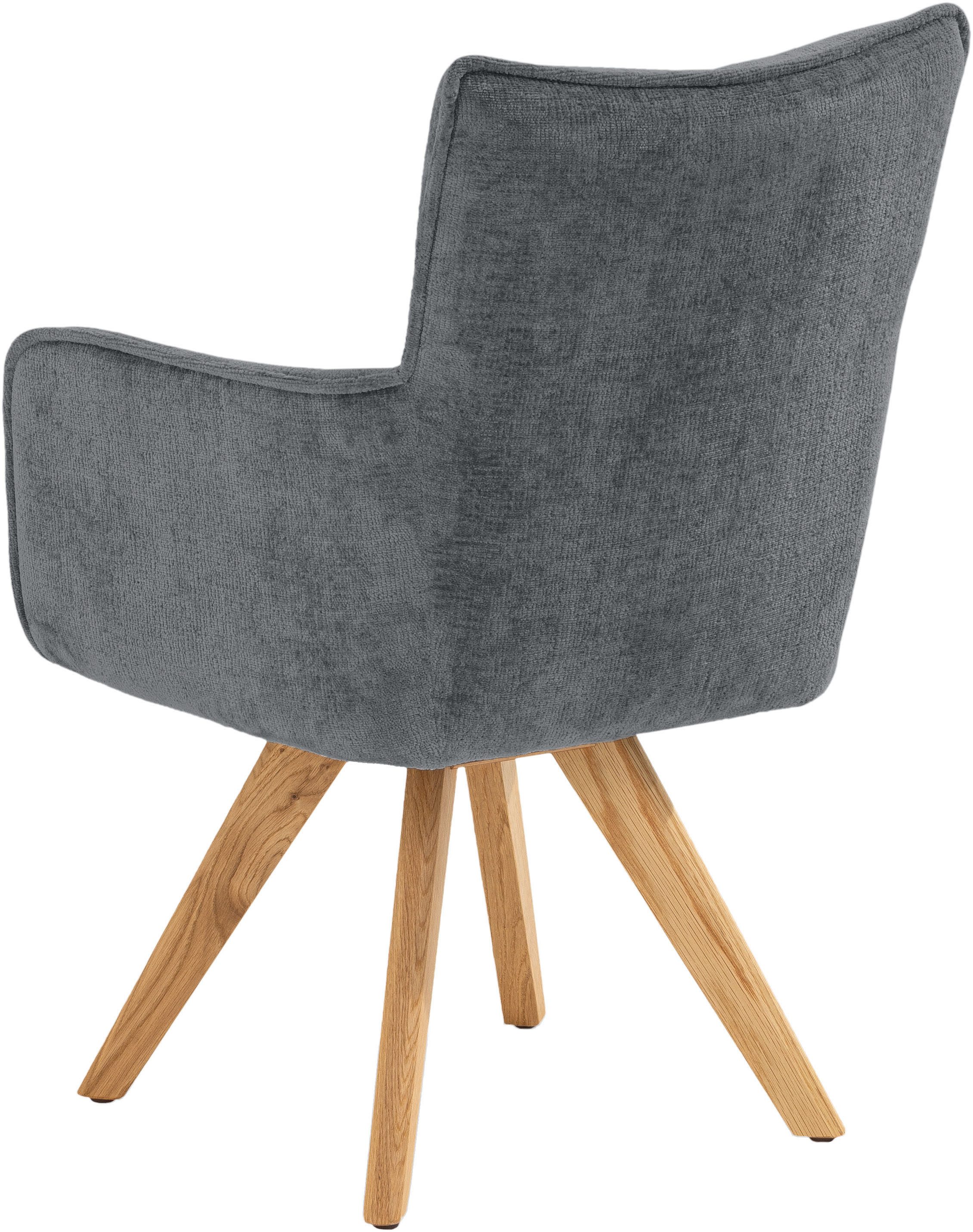 set one by Musterring Armlehnstuhl Tucson (Set), 2er-Set, drehbar mit Rückholfunktion, Stativgestell aus Eiche massiv