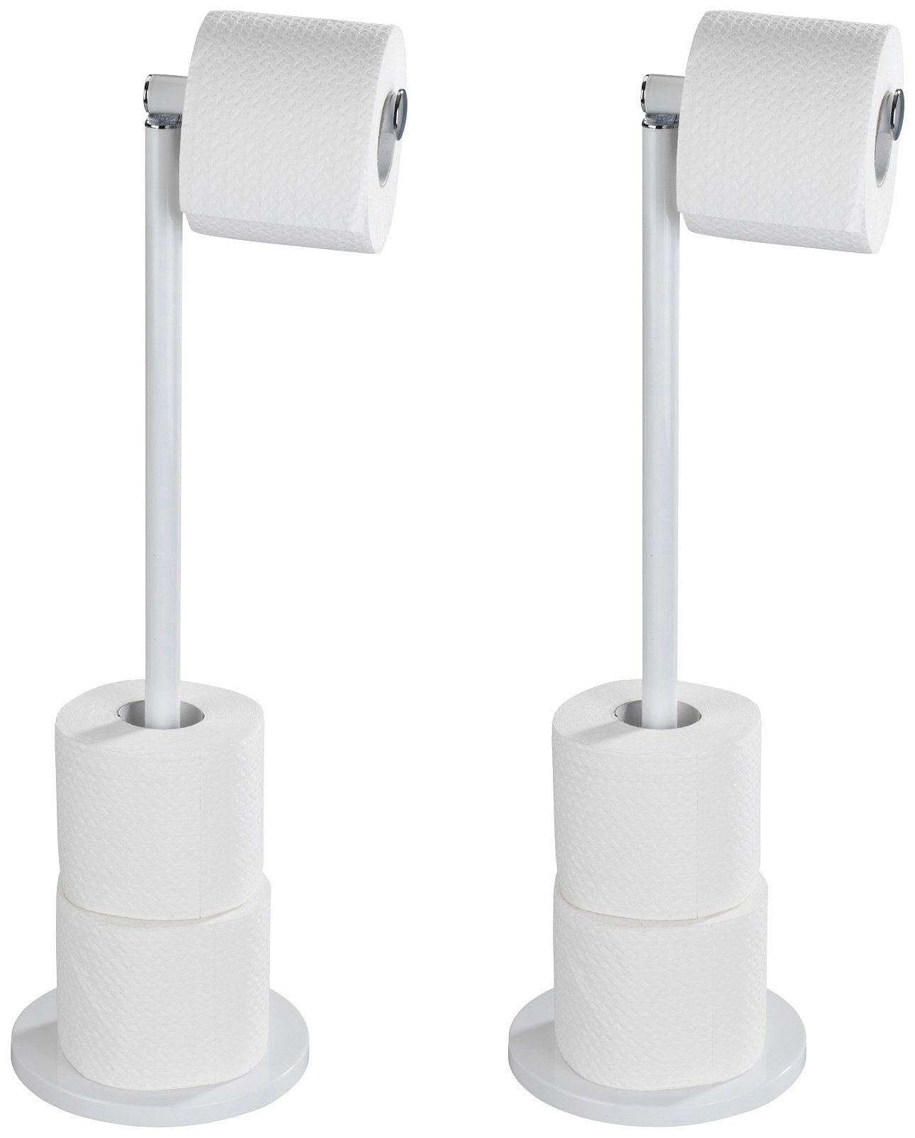 WENKO Toilettenpapierhalter (Set, 2-St), Integrierter Ersatzrollenhalter  mit Platz für bis zu 4 Rollen | Toilettenpapierhalter