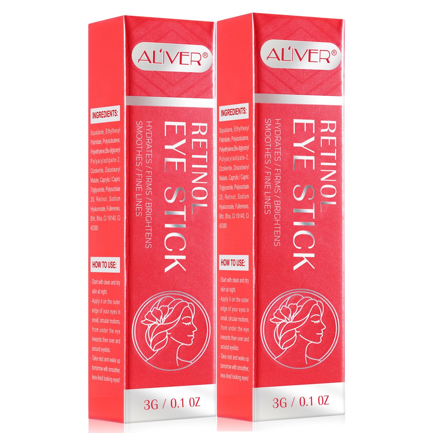 ALIVER Augencreme Anti Aging Falten Augenpflege mit Retinol Kollagen Hyaluronsäure, 2-tlg., Augencreme Retinol