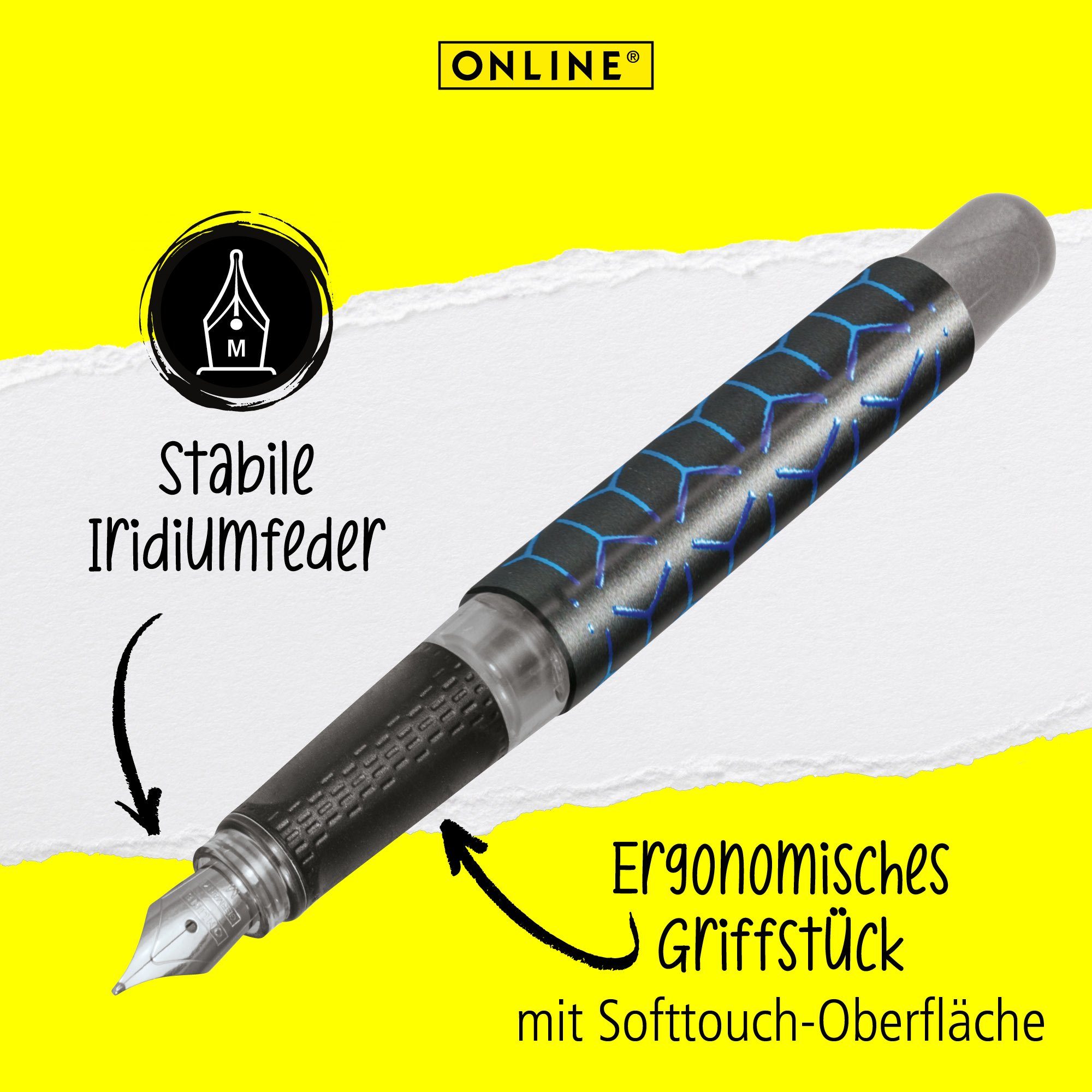 Online Pen Füller College Füllhalter, Schule, hergestellt in Deutschland die Blue Style für ergonomisch, ideal