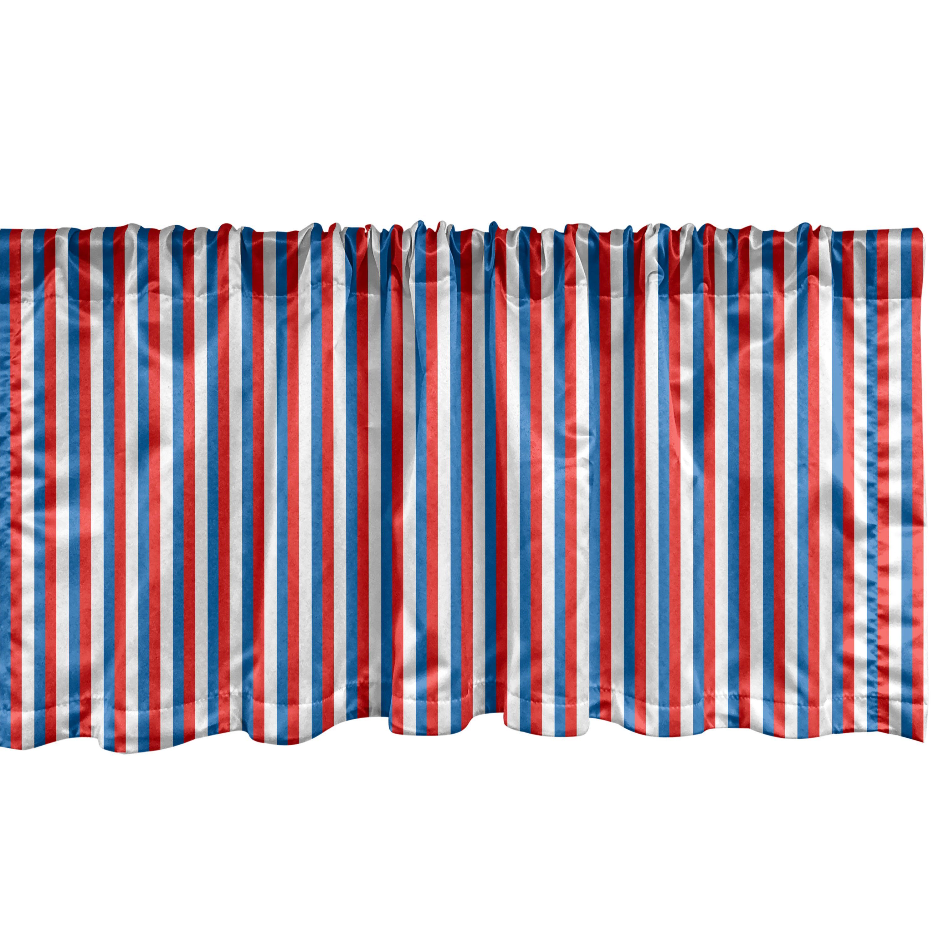 Scheibengardine Vorhang Volant für Küche Schlafzimmer Dekor mit Stangentasche, Abakuhaus, Microfaser, Harbor-Streifen Patriotische Farben