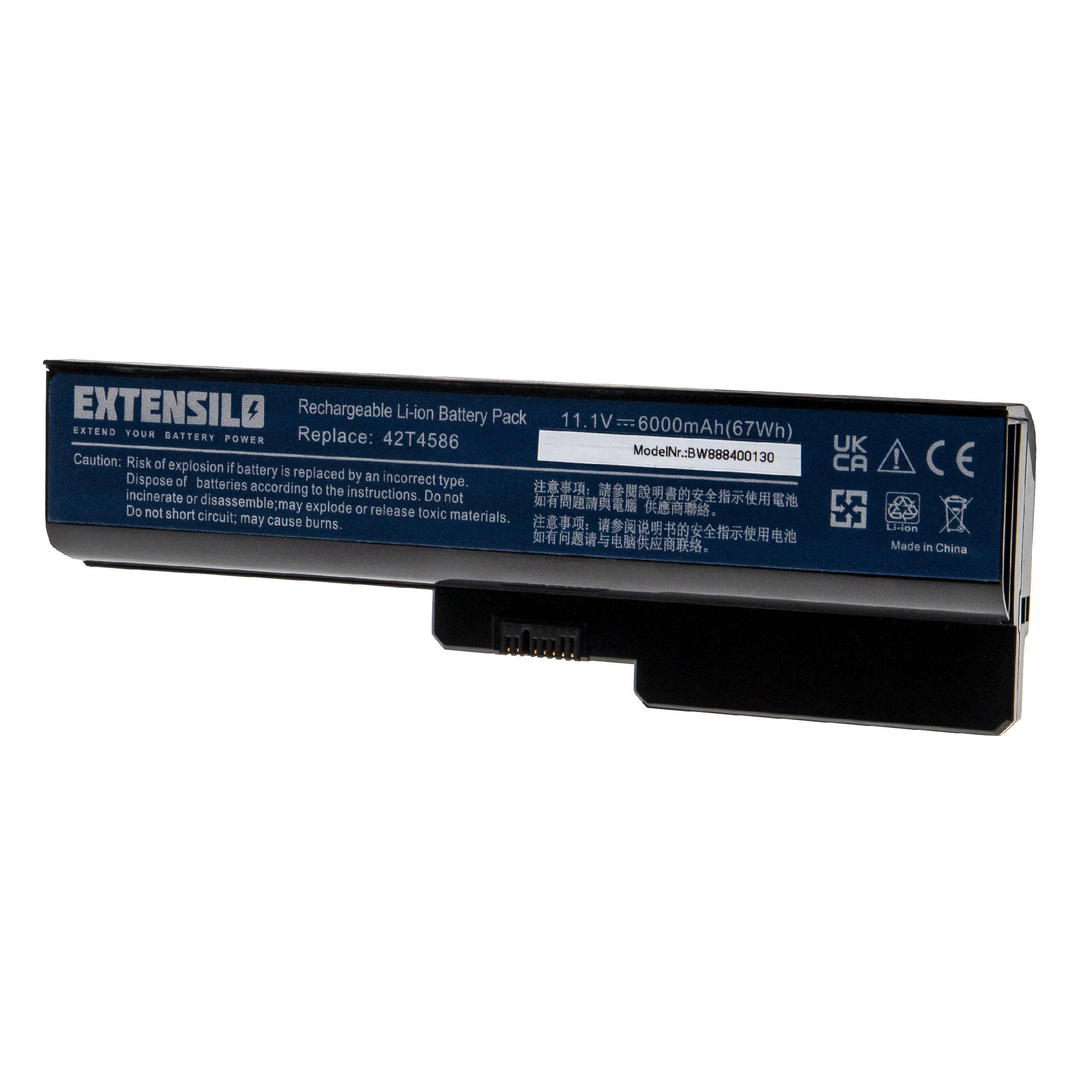 DC Extensilo passend 6000 G530M, G550, 3000 Lenovo G530 mAh Laptop-Akku T3400, G555, N500, N500 für