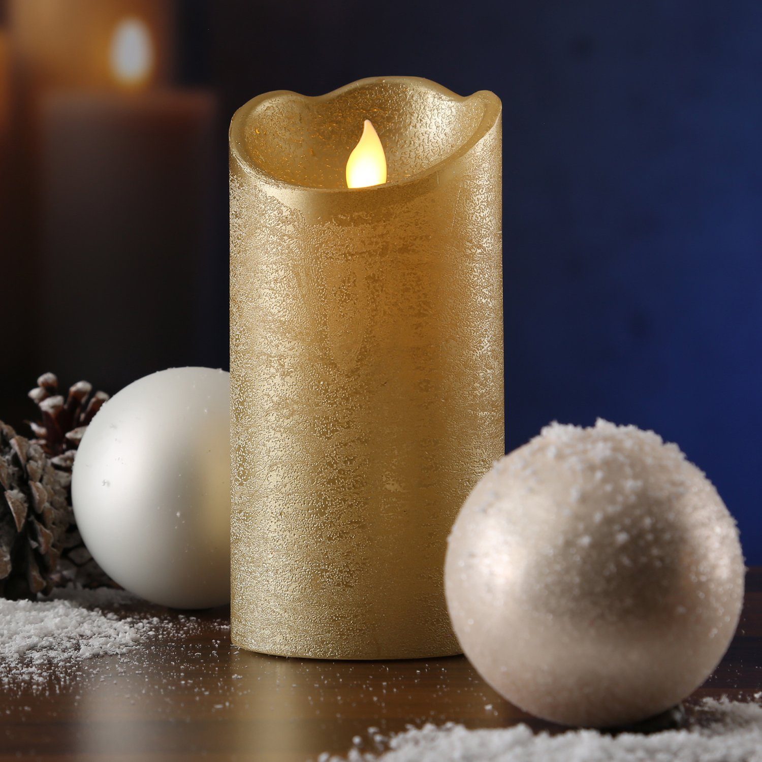 MARELIDA LED-Kerze mit beweglicher Flamme Echtwachs Rustik-Optik H: 15cm Ti günstig online kaufen