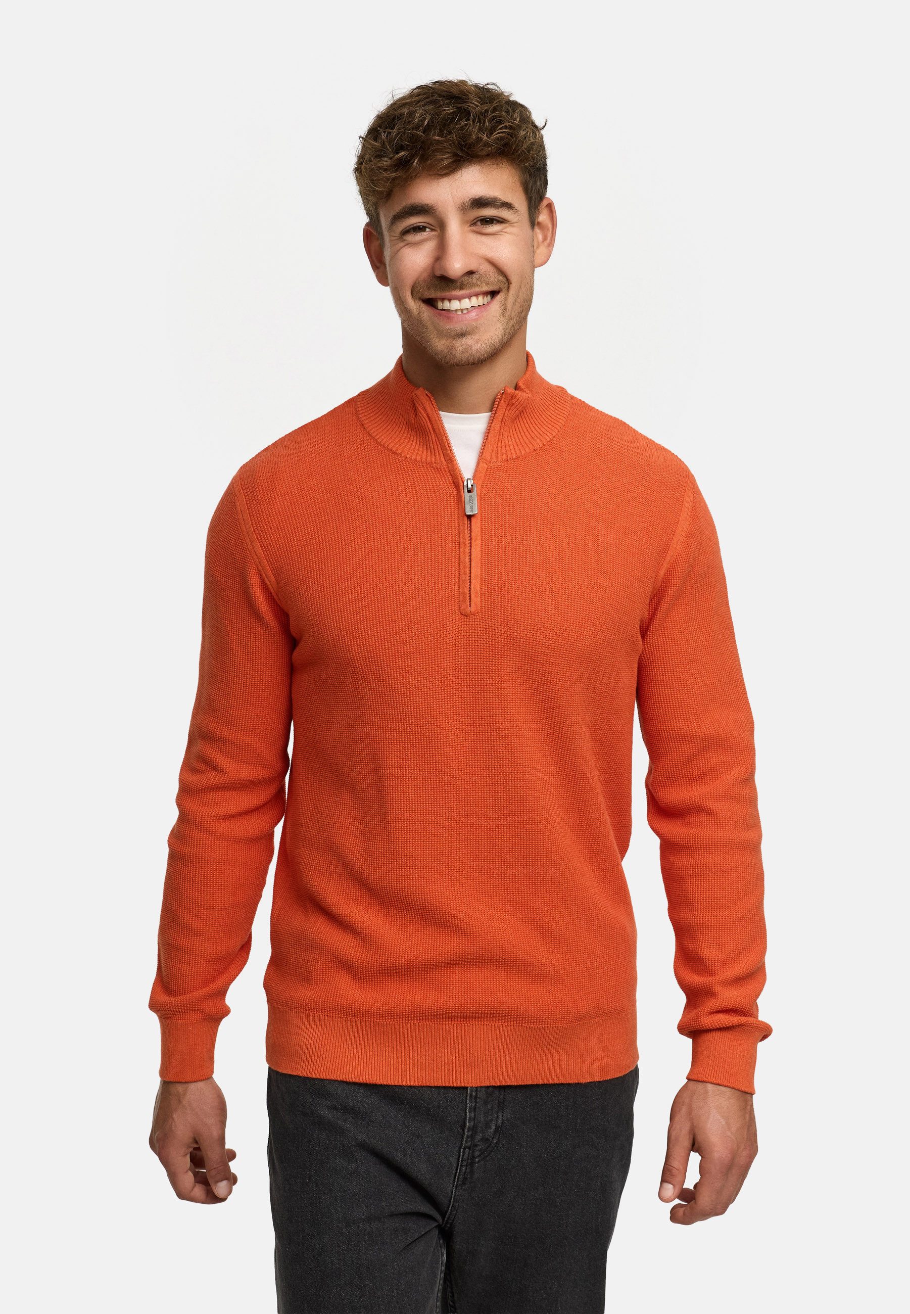 Indicode Strickpullover Herren INBull Pullover Herrenpullover Herrenpullover mit Reißverschlusskragen