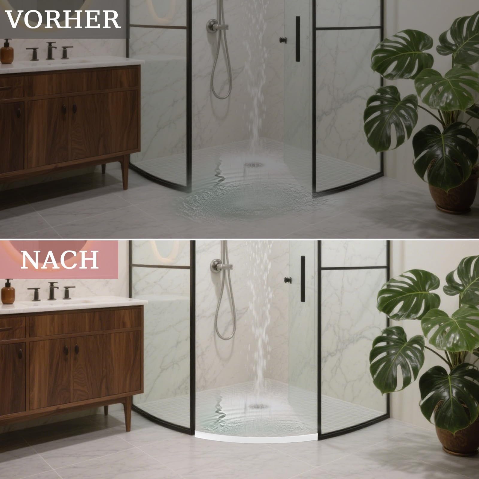 Diwzbyn Duschdichtung 100 cm Duschdichtungsprofil, Silikon-Wassersperre, Küchenarbeitsplatten-Duschdichtung, selbstklebende Spritzschutzleiste – Bild 4 von 5