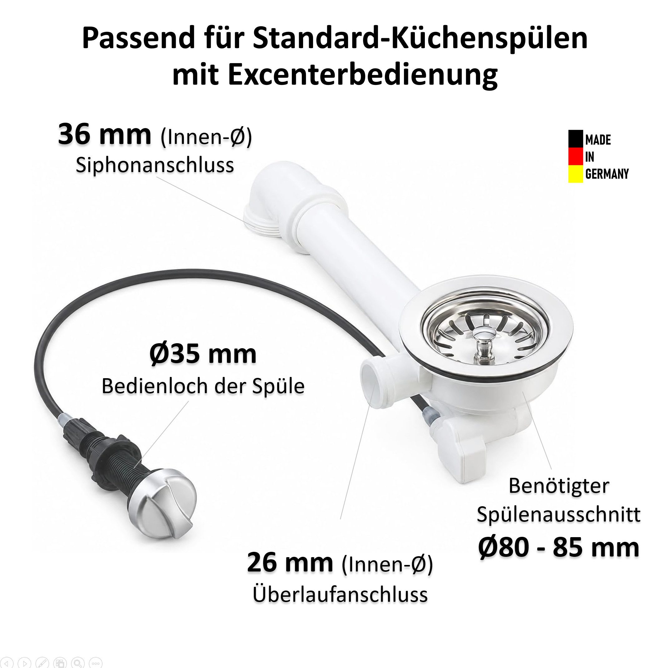keenberk Siebventil Dreh-Exzenterventil 3,5 Zoll Raumschaffer und 1 Zoll Überlaufanschluss – Bild 2 von 5