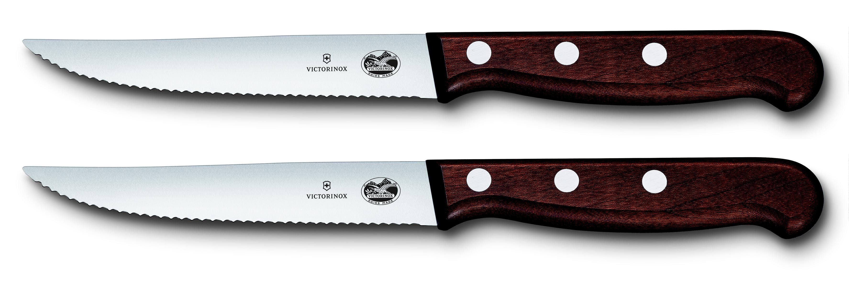 Steakmesser-Set, Taschenmesser 2-teilig mod 12 cm, Ahornholz,Wellenschliff, Victorinox