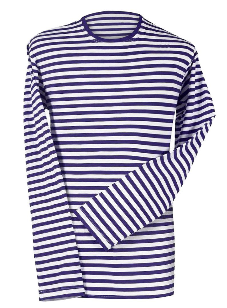 thetru T-Shirt Herren Ringelshirt langarm blau-weiß – alltagstaug Gestreiftes Shirt für Karneval und Alltag – qualitativ entsprechend