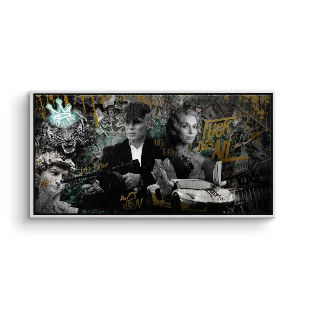 - Panorama Erfolgsbild Rahmen DOTCOMCANVAS® schwarzer - Wandbild Premium Leinwandbild, Peaky Blinders