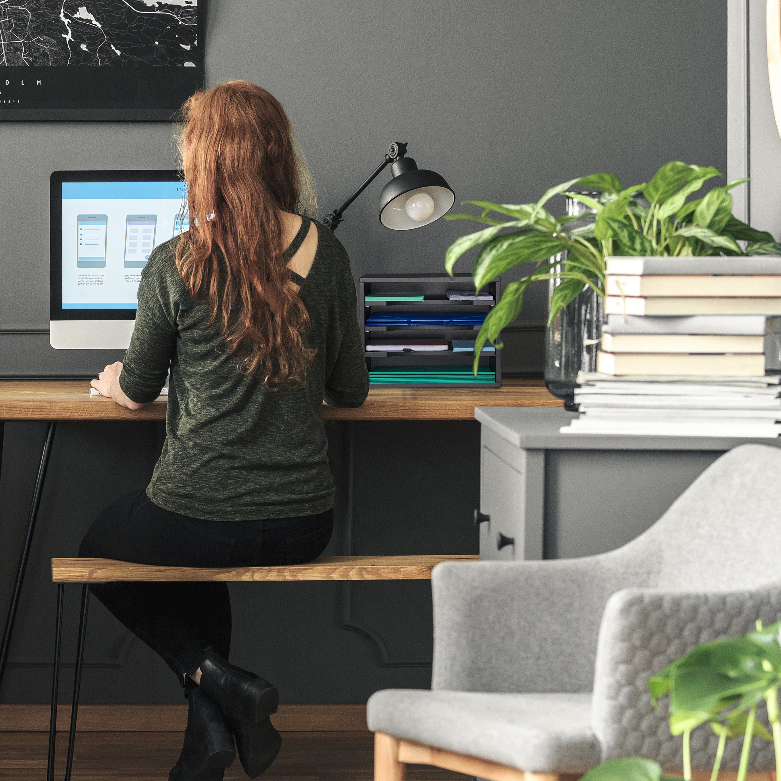 relaxdays Briefablage Dokumentenablage schwarz