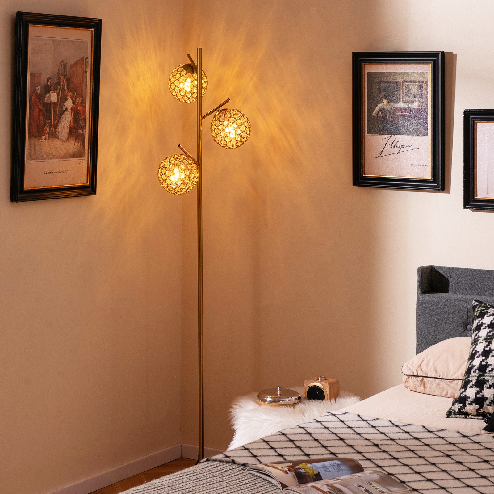 COSTWAY Stehlampe, 169cm, 3-E27-flammig, Fußschalter günstig online kaufen