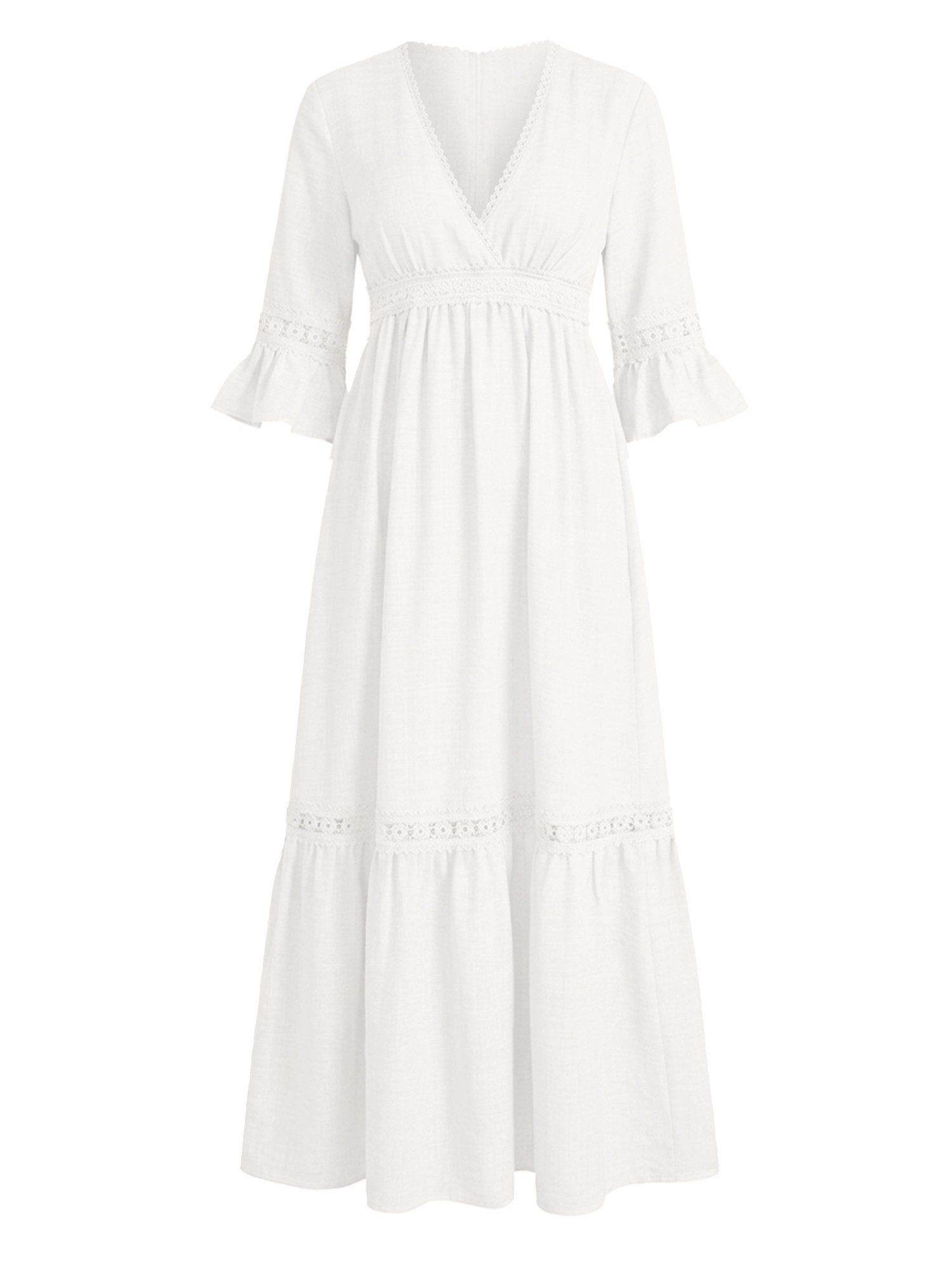 Imily Bela Maxikleid Damen Retro Freizeitkleid (Packung, 1-tlg., 1per-Pack) V-Ausschnitt