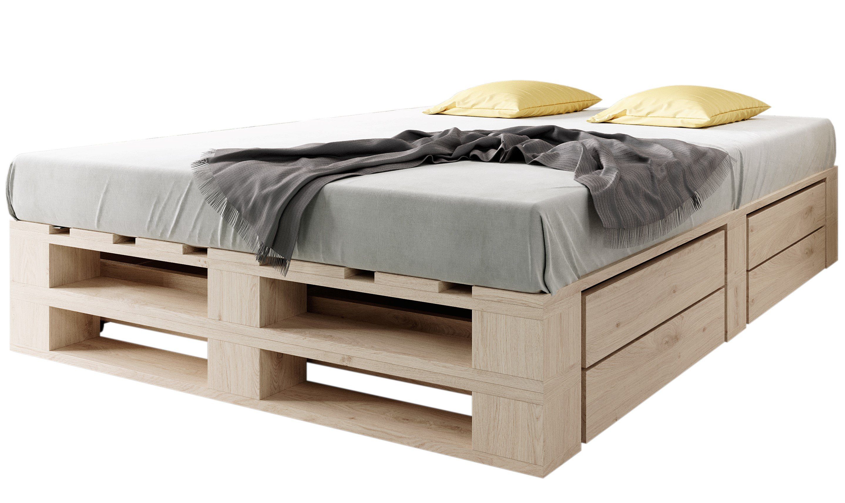 sunnypillow Palettenbett M2 aus Holz mit günstig online kaufen