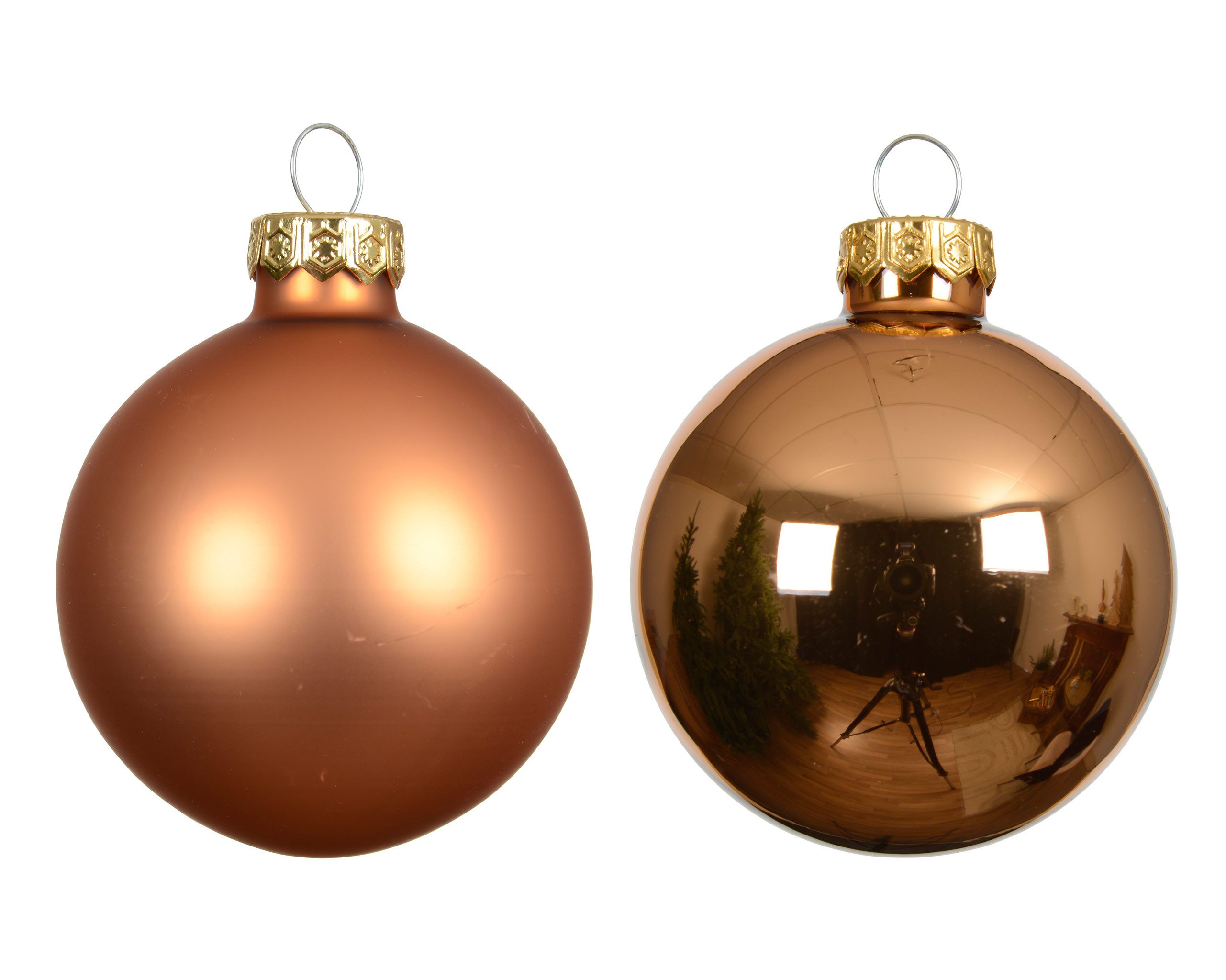 Kaemingk Weihnachtsbaumkugel, Weihnachtskugeln Glas 6cm x 10 Stück - Brandy